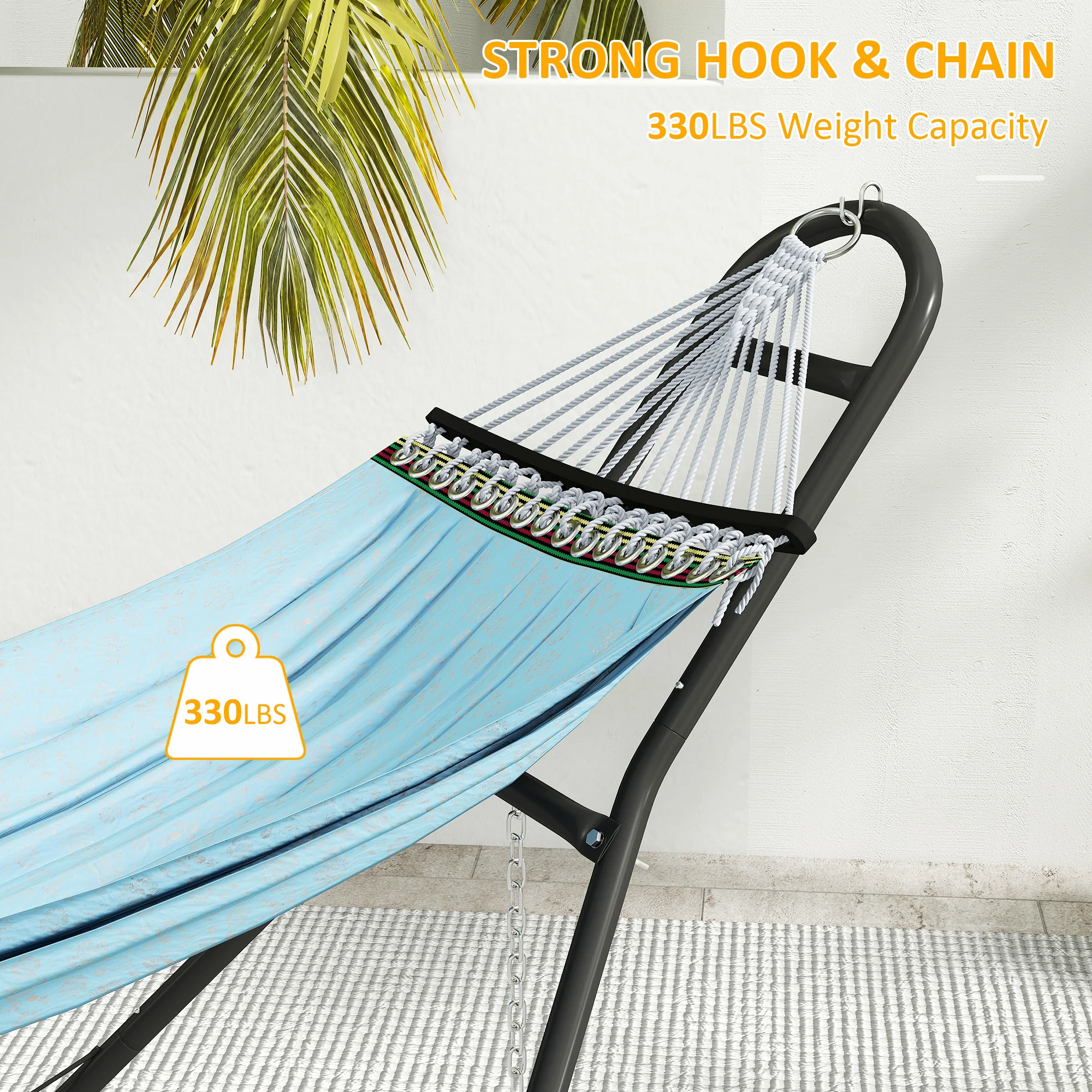 Outsunny 9ft Hammock Stand Adjustable with Non-Slip Feet, 250 kg Capacity - Image 5