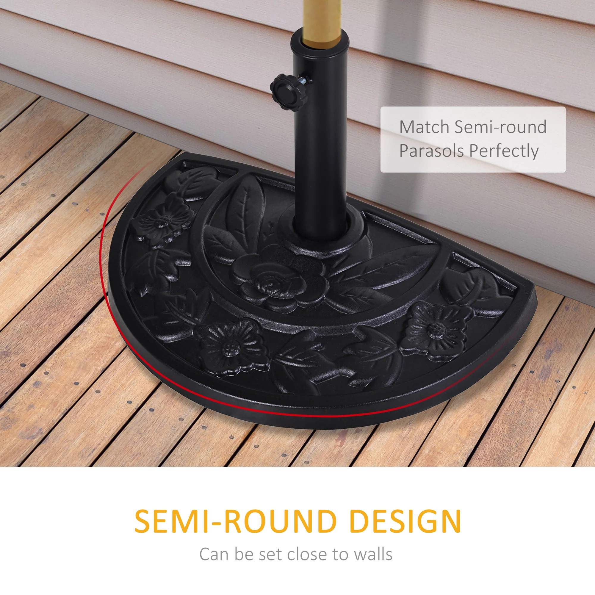 Outsunny 9kg Half Round Parasol Umbrella Base Resin Outdoor Garden Furniture - Image 4