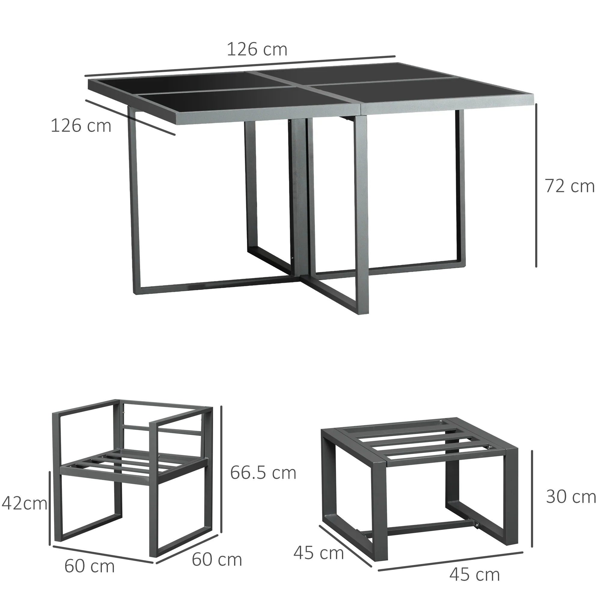 Outsunny 9PCs Patio Dining Sets 4 Chairs 4 Ottoman Cushioned Seating And Back - Image 5