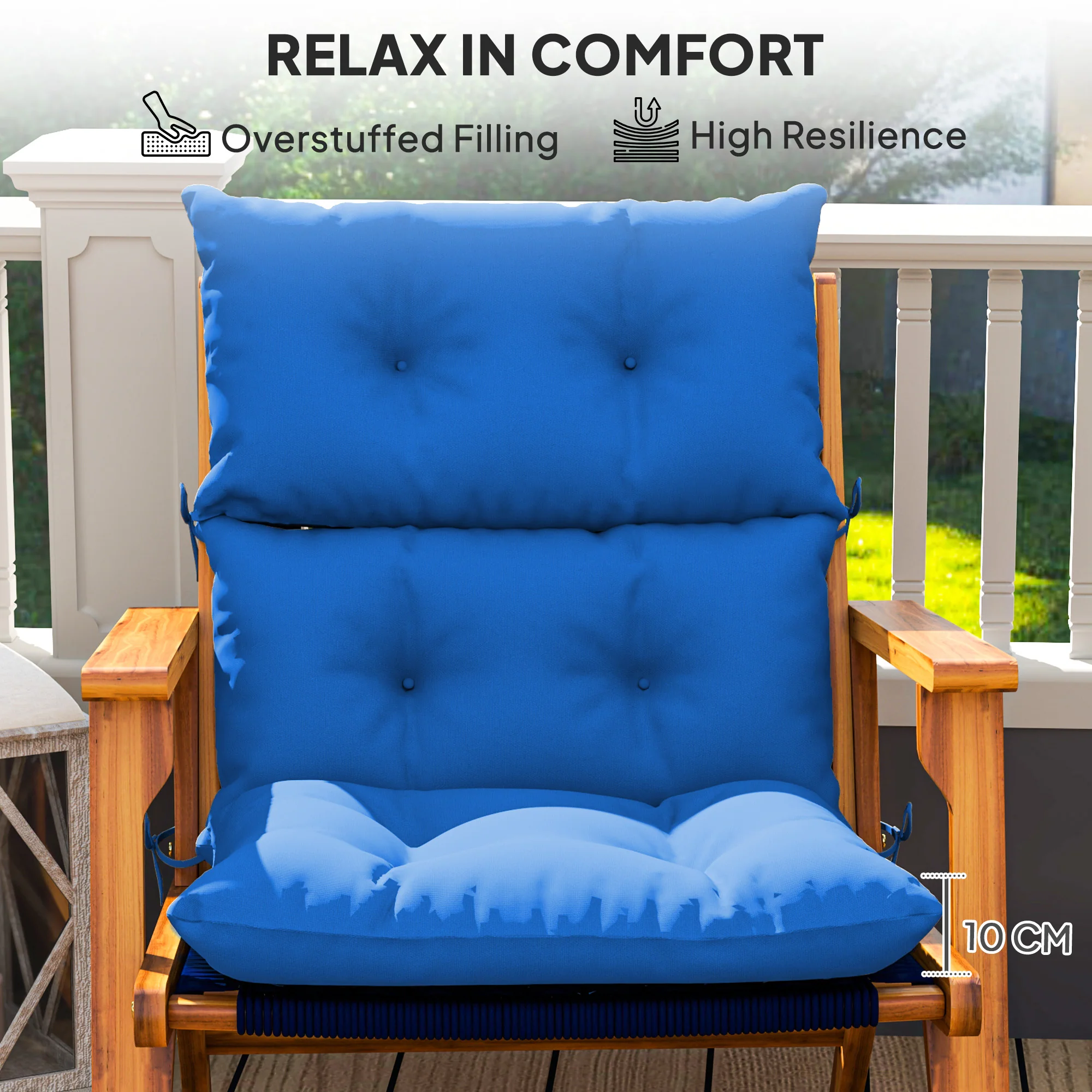 Outsunny Adirondack Chair Cushion Rocking Chair Cushion W/ Ties - Image 12