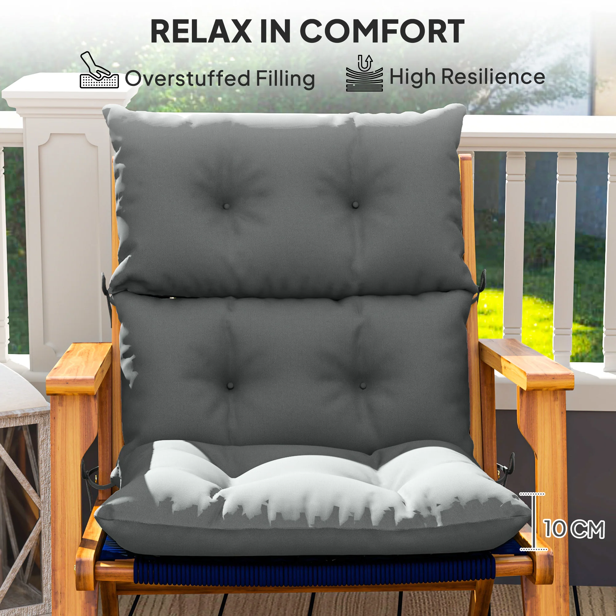 Outsunny Adirondack Chair Cushion Rocking Chair Cushion W/ Ties - Image 21