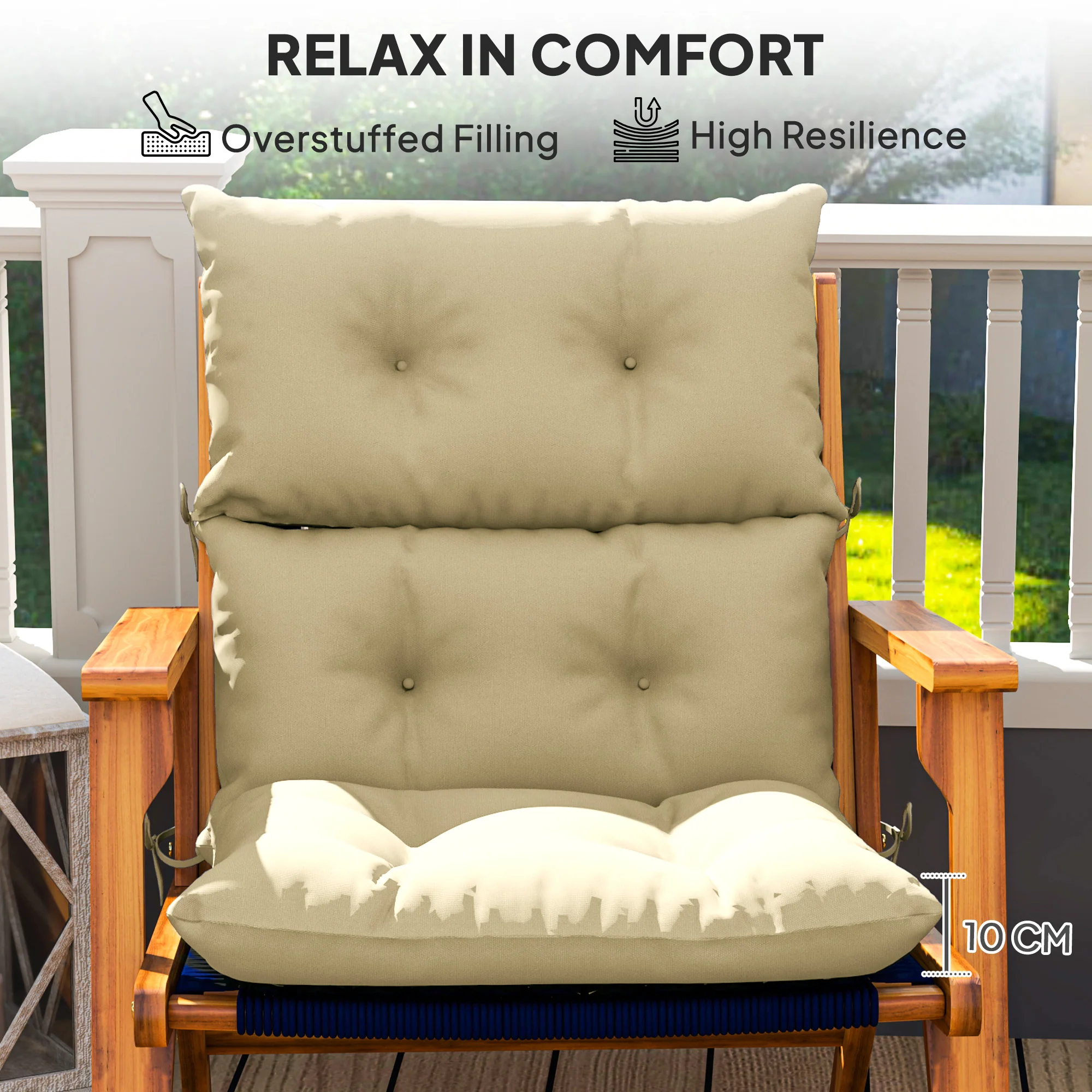 Outsunny Adirondack Chair Cushion Rocking Chair Cushion W/ Ties - Image 3