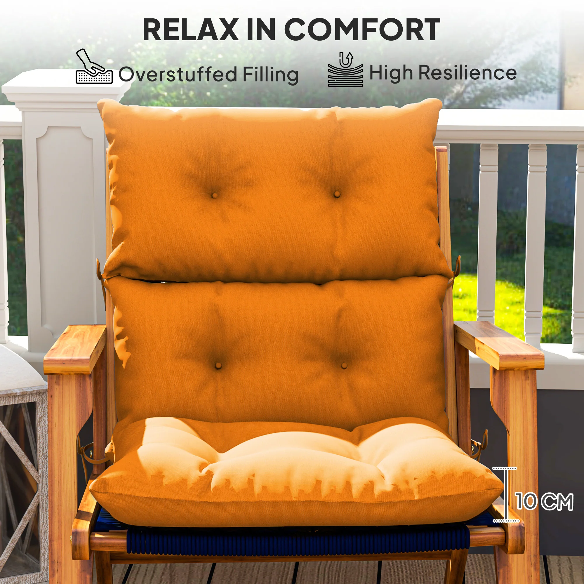 Outsunny Adirondack Chair Cushion Rocking Chair Cushion W/ Ties - Image 30