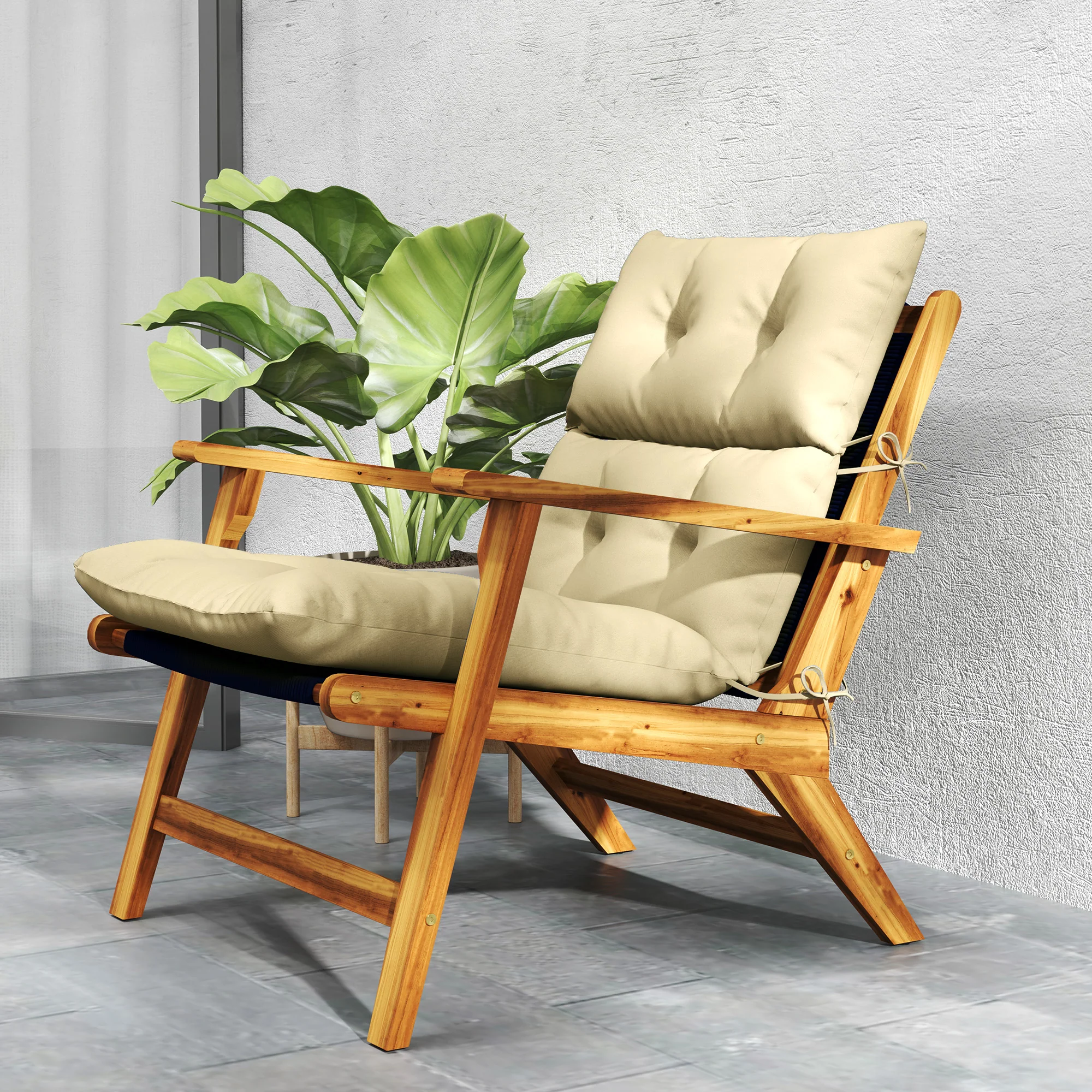 Outsunny Adirondack Chair Cushion Rocking Chair Cushion W/ Ties - Image 9