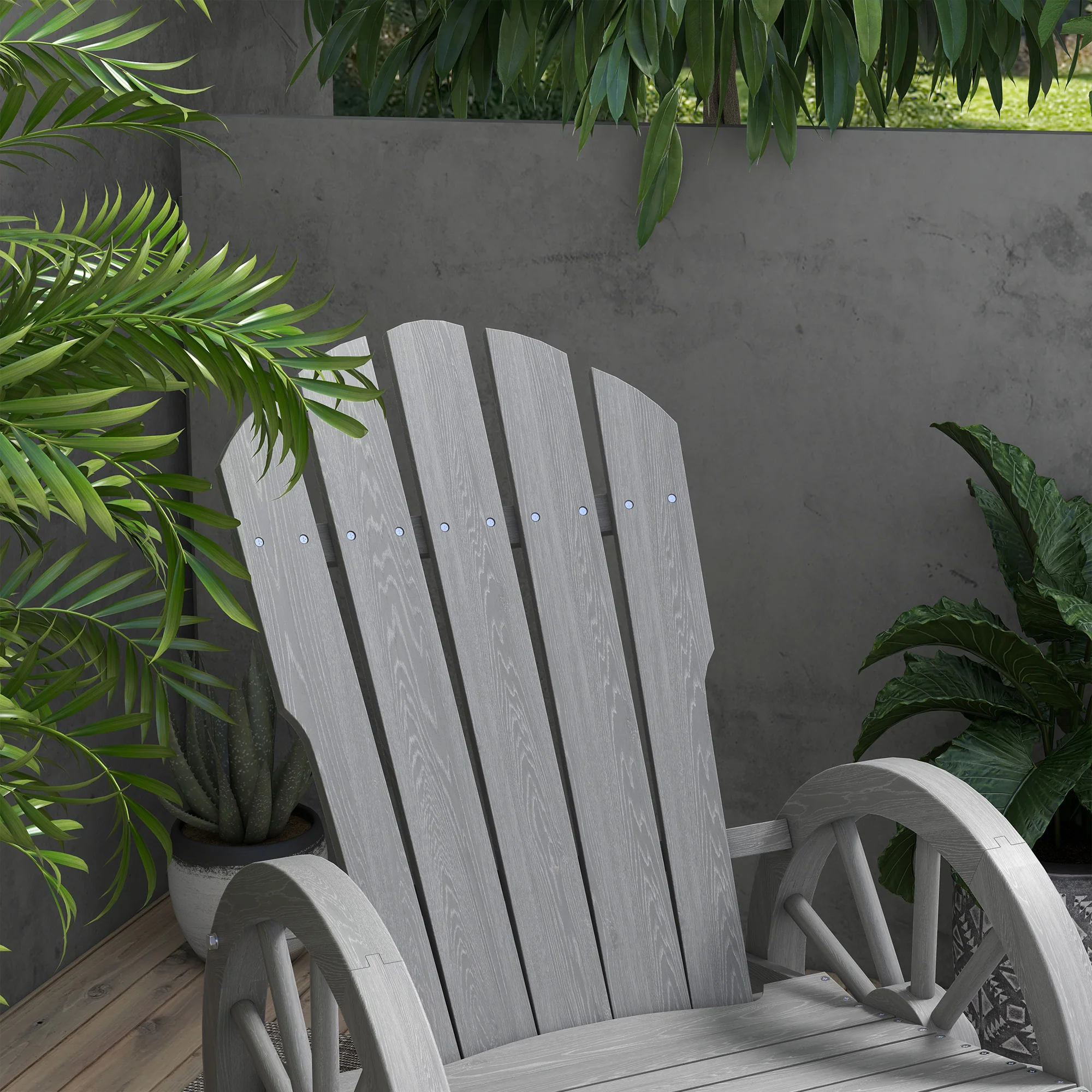 Outsunny Adirondack Rocking Chair Porch Poolside Garden Lounging Grey - Image 9