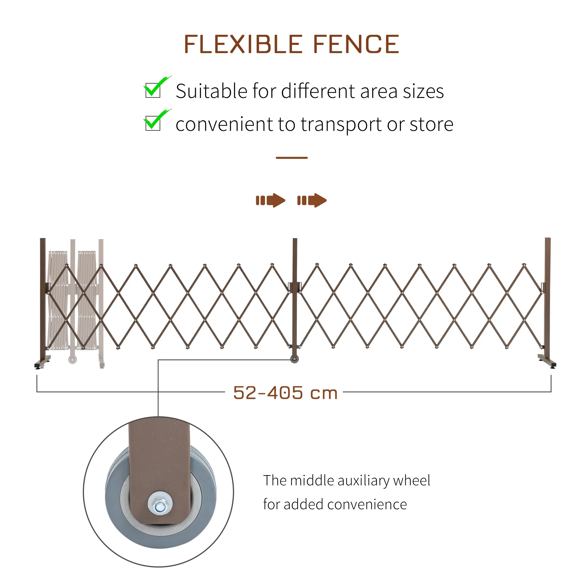 Outsunny Aluminium Alloy Fence Foldable Garden Screen Panel, Dark Brown - Image 4