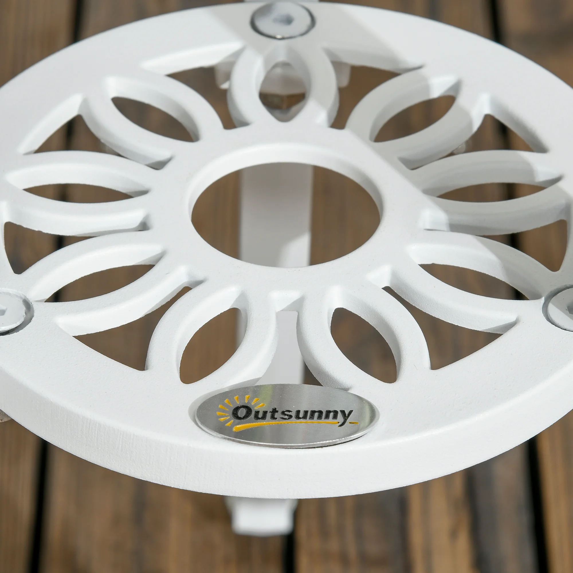 Outsunny Aluminium Bistro Set Garden Coffee Table Chair Outdoor Dining Set White - Image 8