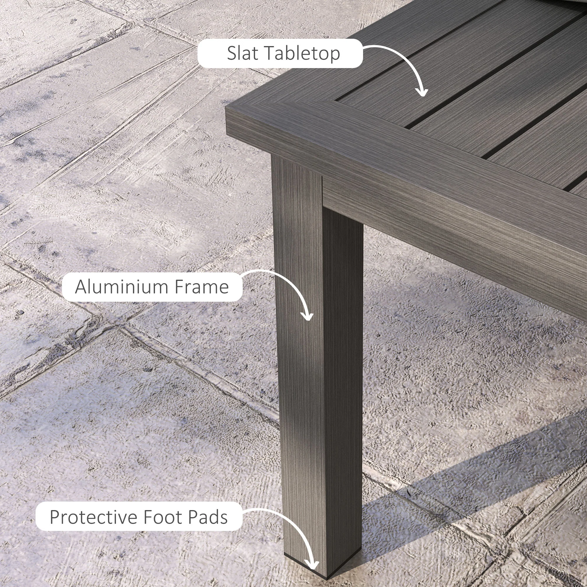 Outsunny Aluminium Outdoor Coffee Table Patio Table w/ Brown Wood Grain Effect - Image 4