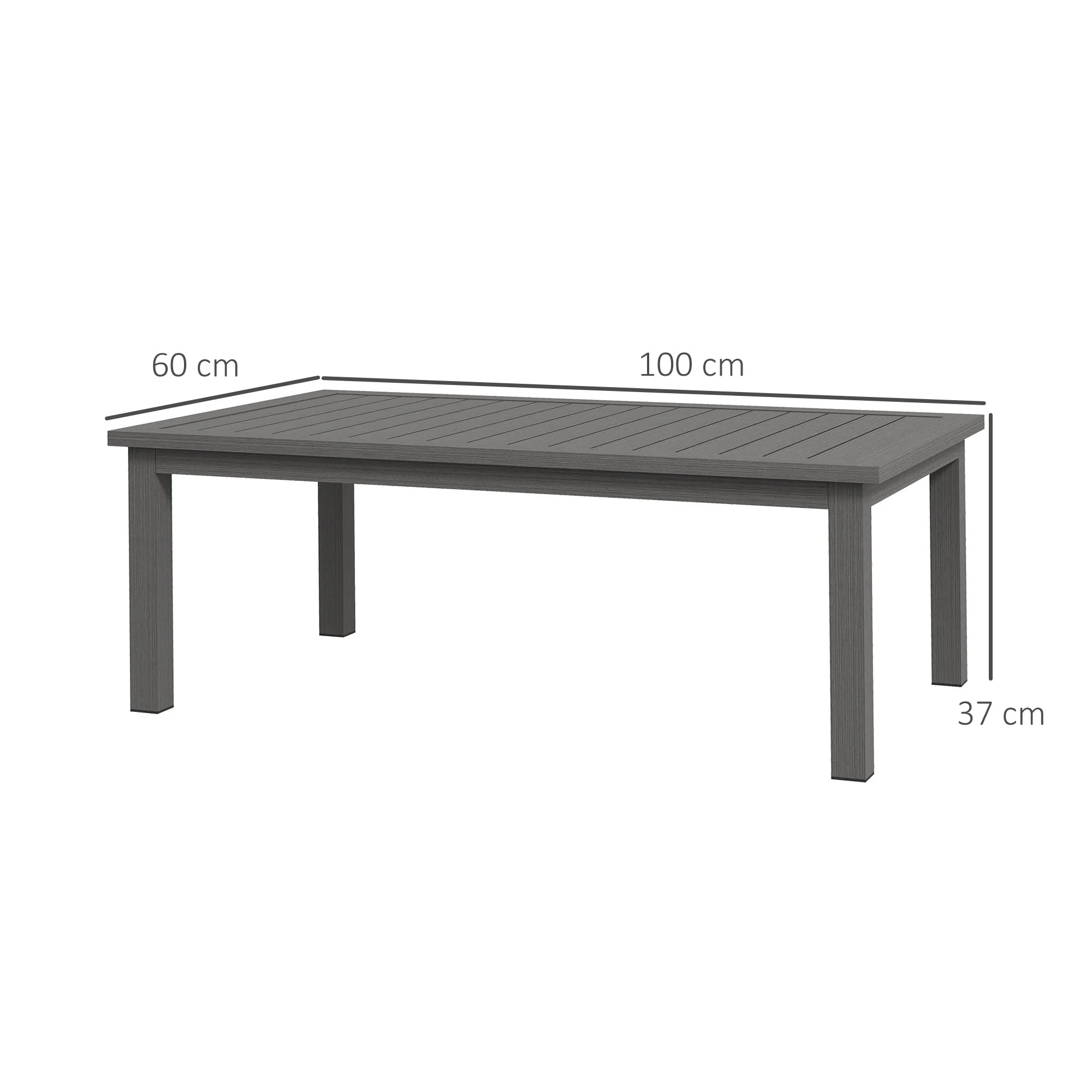 Outsunny Aluminium Outdoor Coffee Table Patio Table w/ Brown Wood Grain Effect - Image 5
