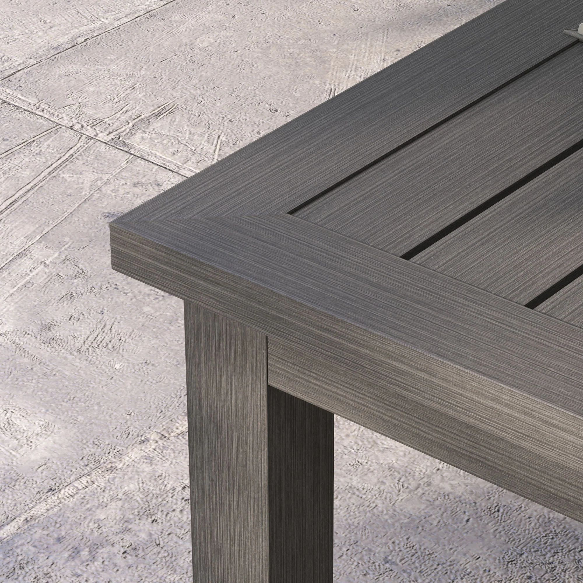 Outsunny Aluminium Outdoor Coffee Table Patio Table w/ Brown Wood Grain Effect - Image 8