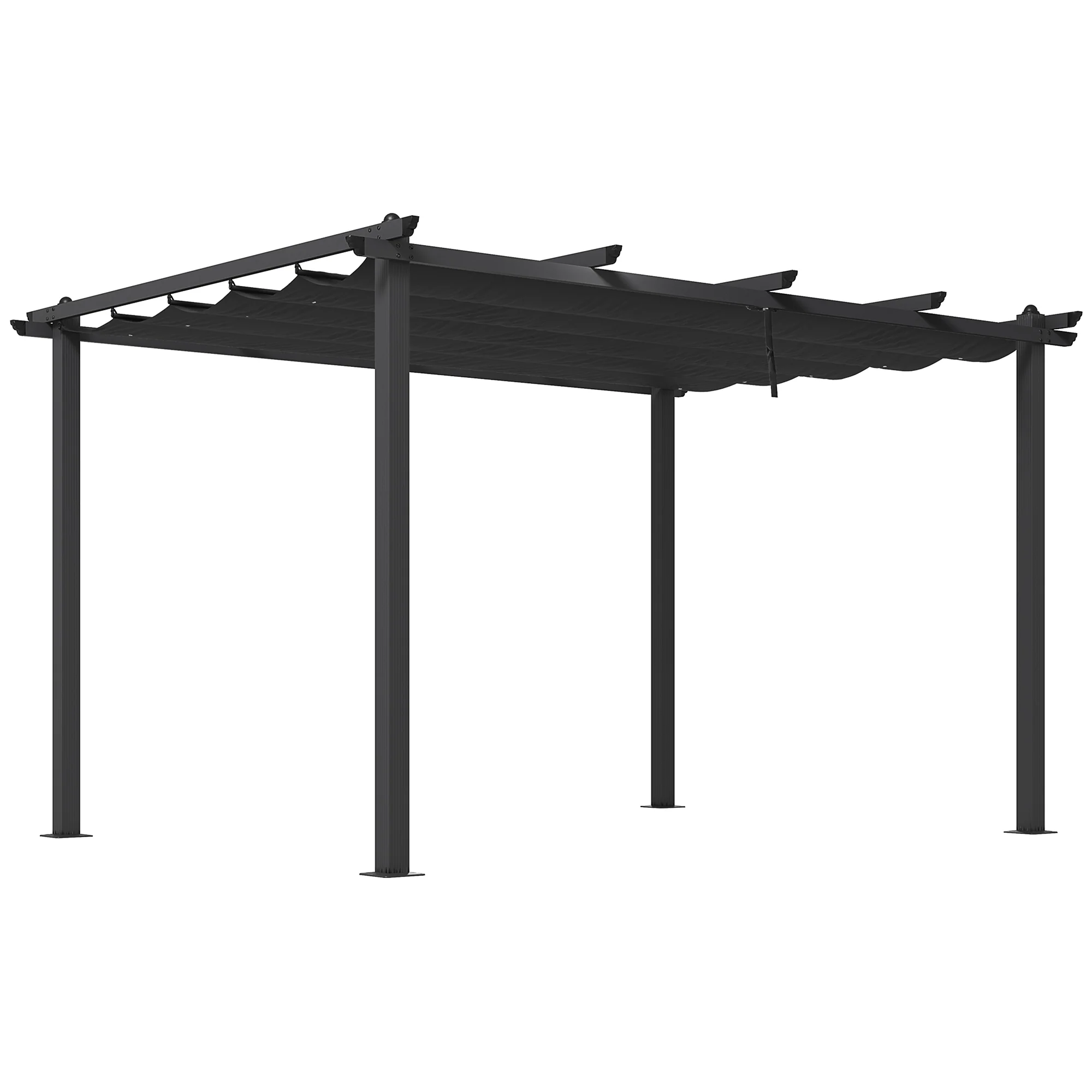Outsunny Aluminium Pergola With Retractable Roof, Garden Gazebo Canopy