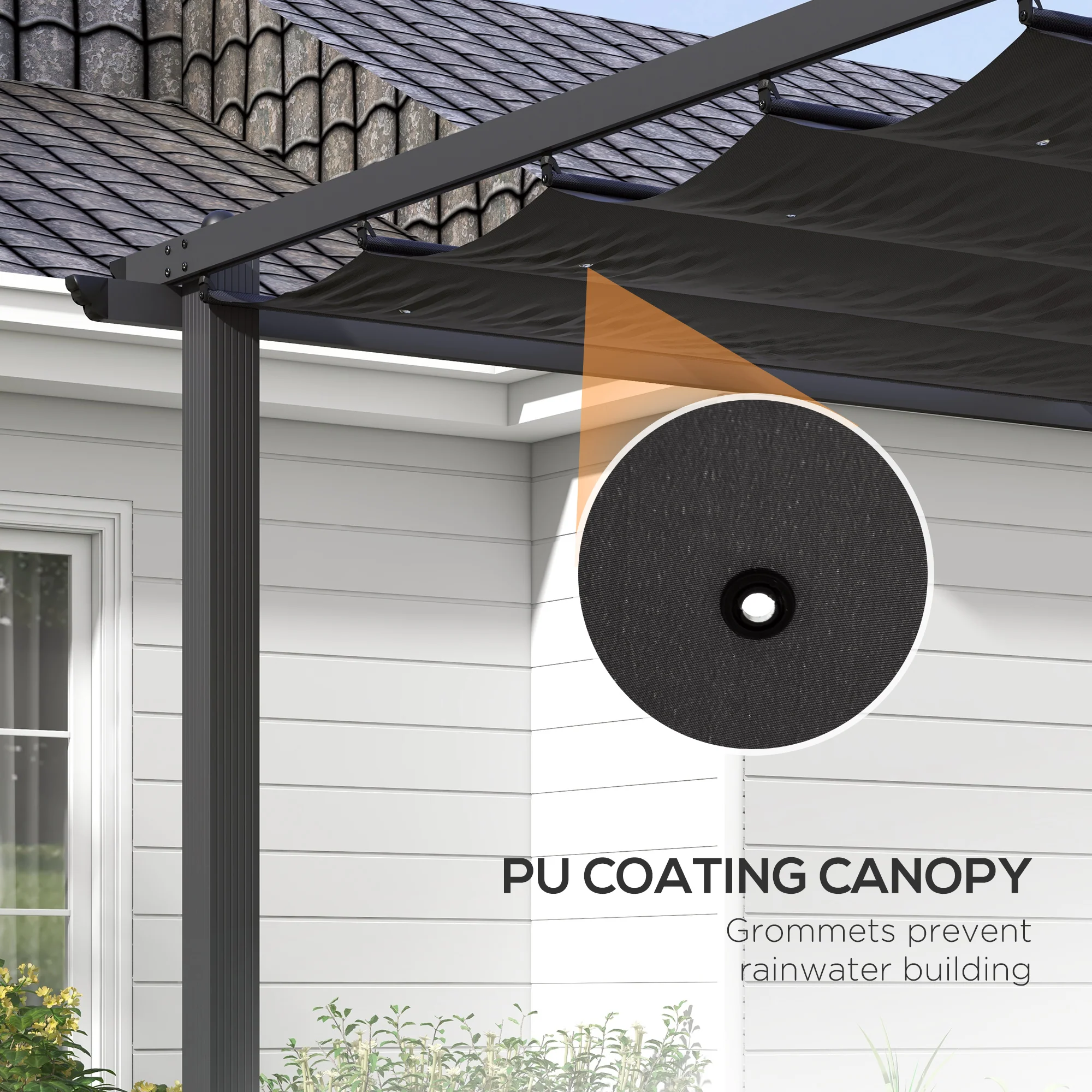 Outsunny Aluminium Pergola With Retractable Roof, Garden Gazebo Canopy - Image 4