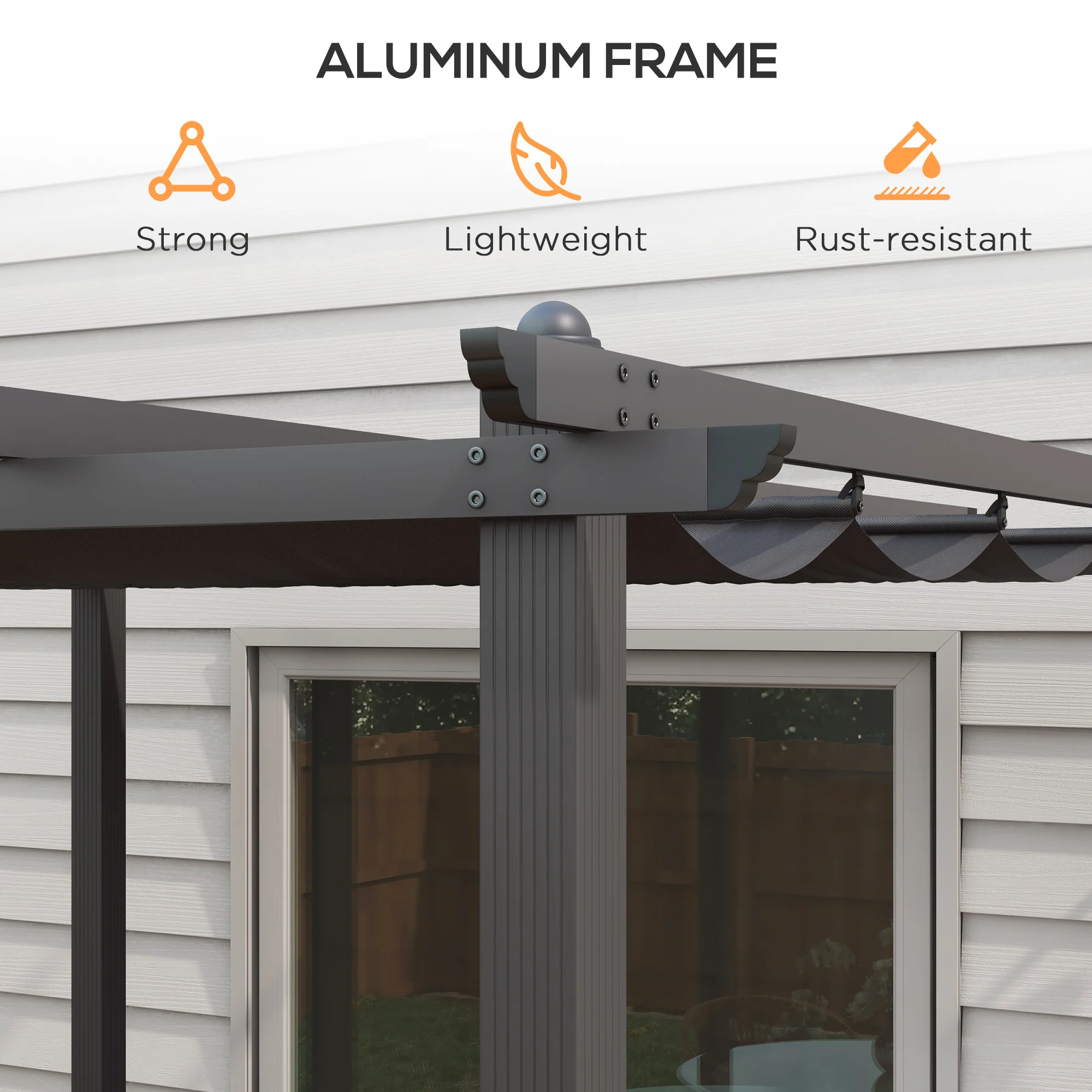 Outsunny Aluminium Pergola with Retractable Roof, Garden Gazebo Canopy - Image 7