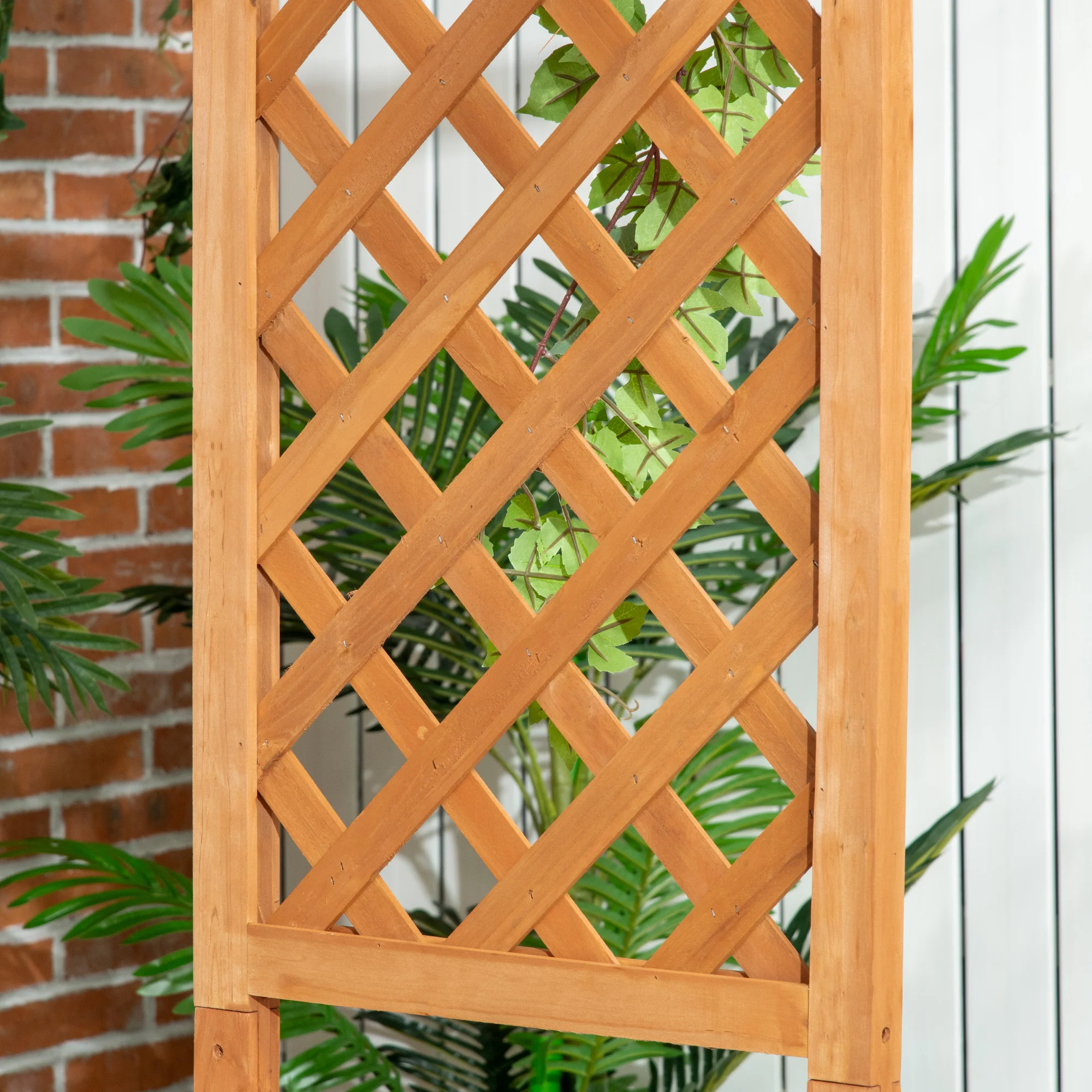 Outsunny Arch Pergola Garden Bench, Wooden Garden Arbour with Seat, Brown - Image 8