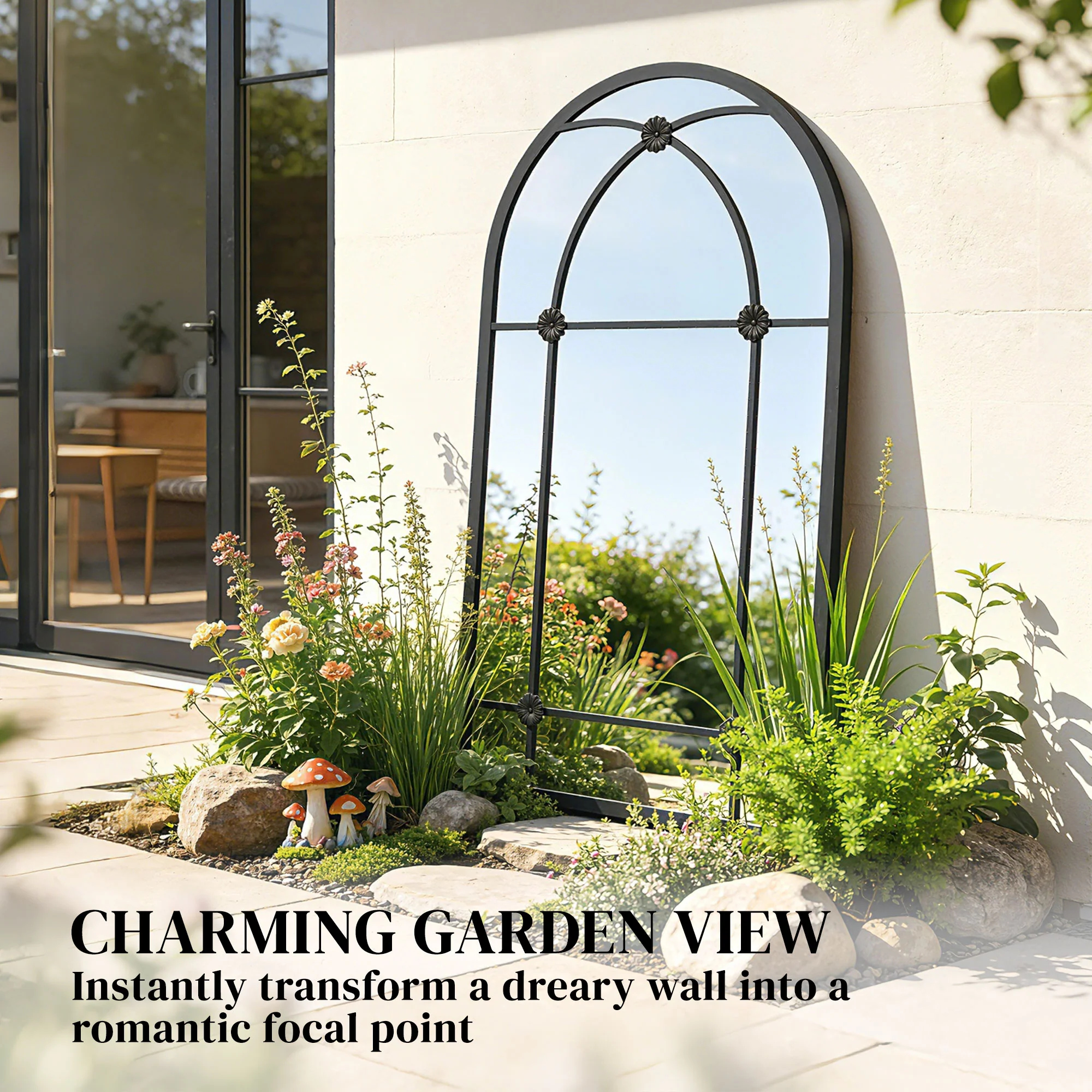 Outsunny Arched Mirror, Decorative Wall Mirrors, Black - Image 4