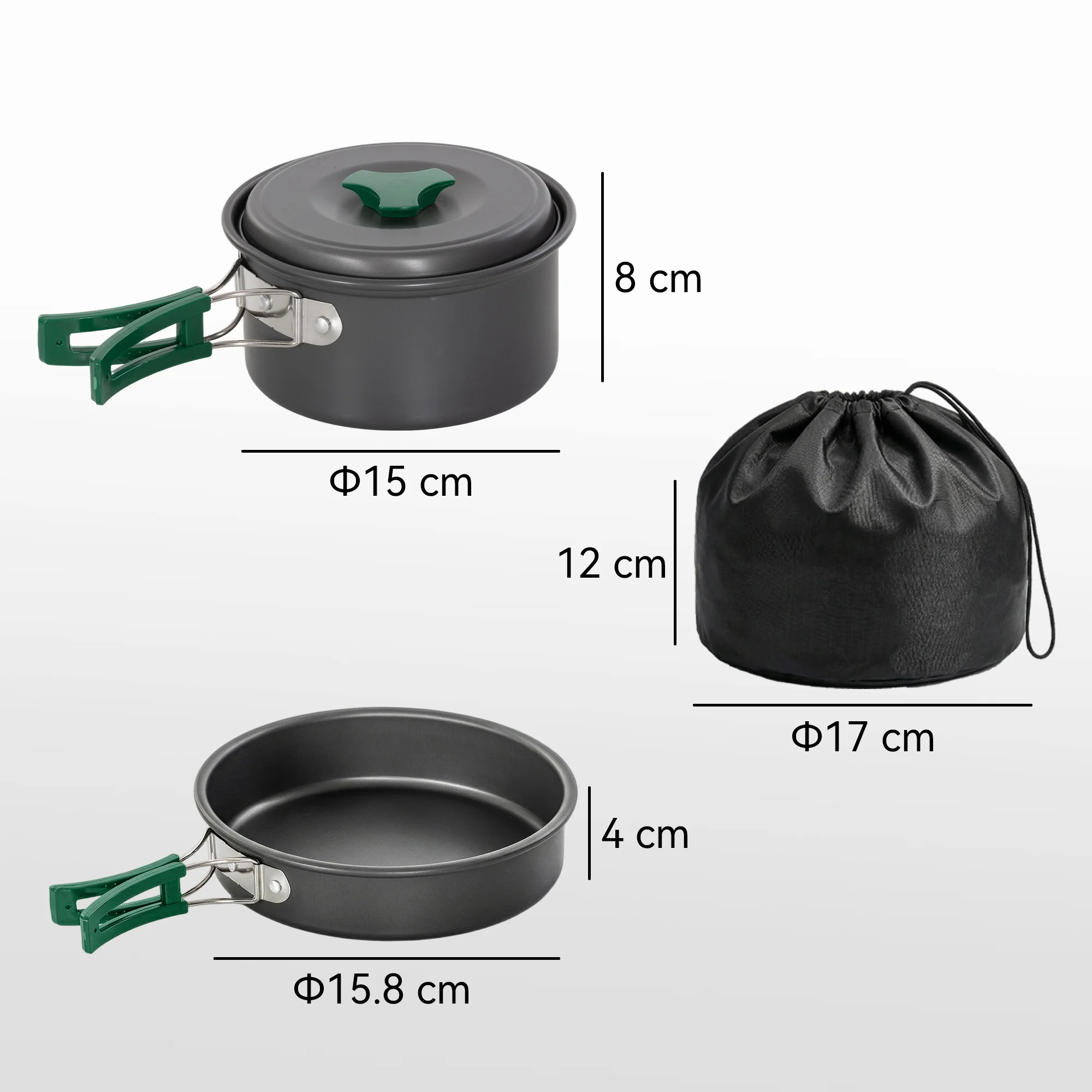 Outsunny Camping Cookware Set, 8-Piece Ultralight Camping Cooking Kit Grey - Image 5