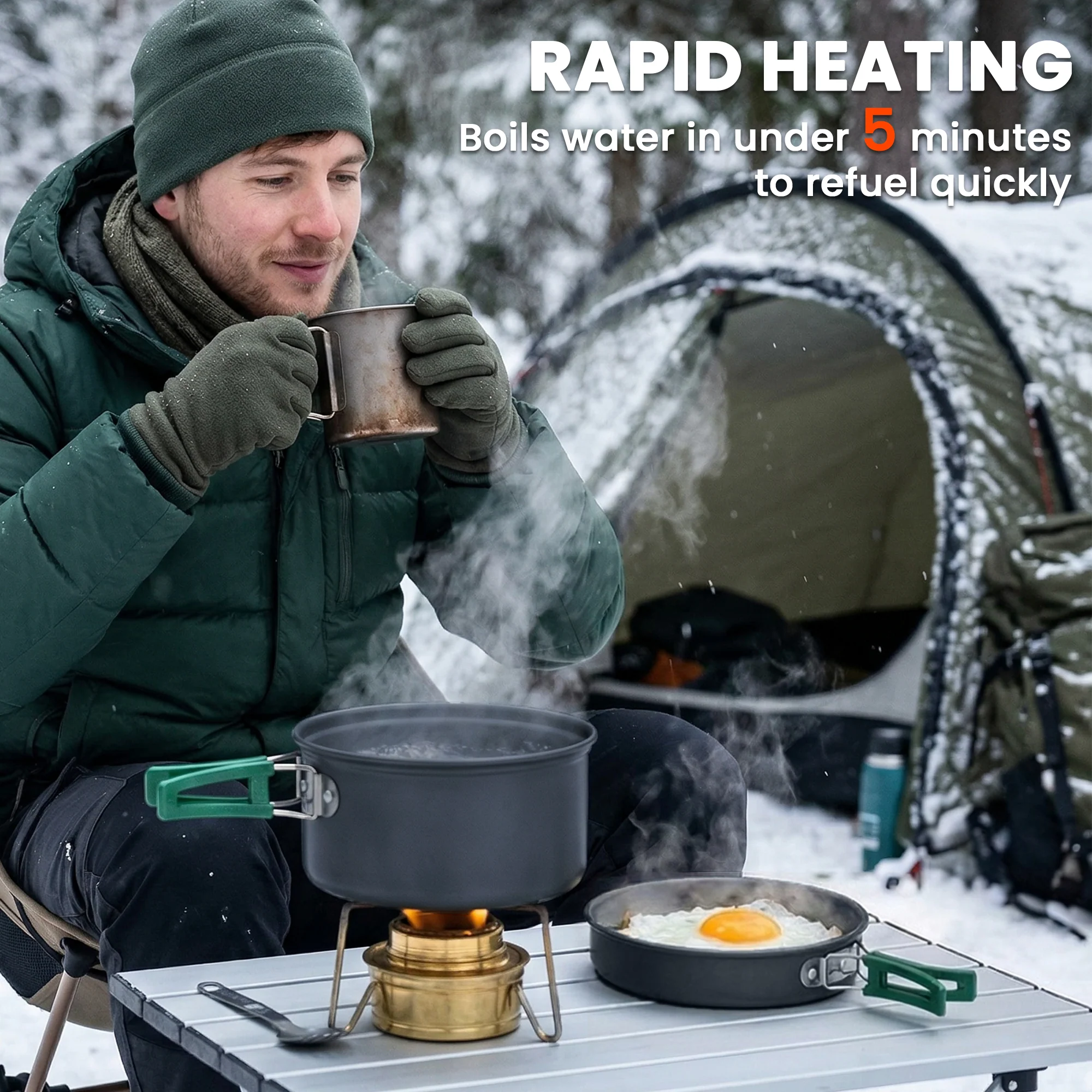 Outsunny Camping Cookware Set, 8-Piece Ultralight Camping Cooking Kit Grey - Image 6
