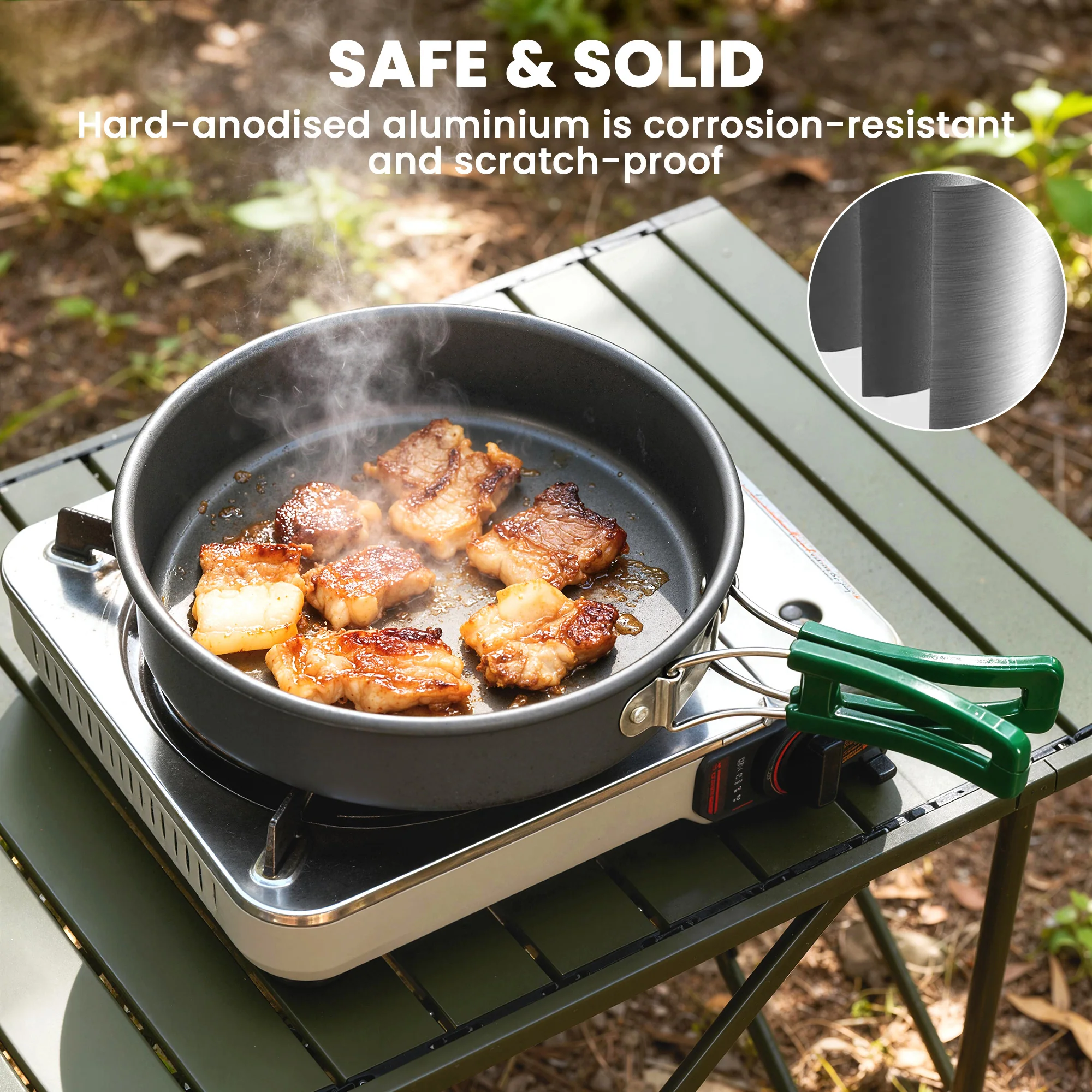 Outsunny Camping Cookware Set For 4-5 People, Aluminium Camping Cook, Grey - Image 4