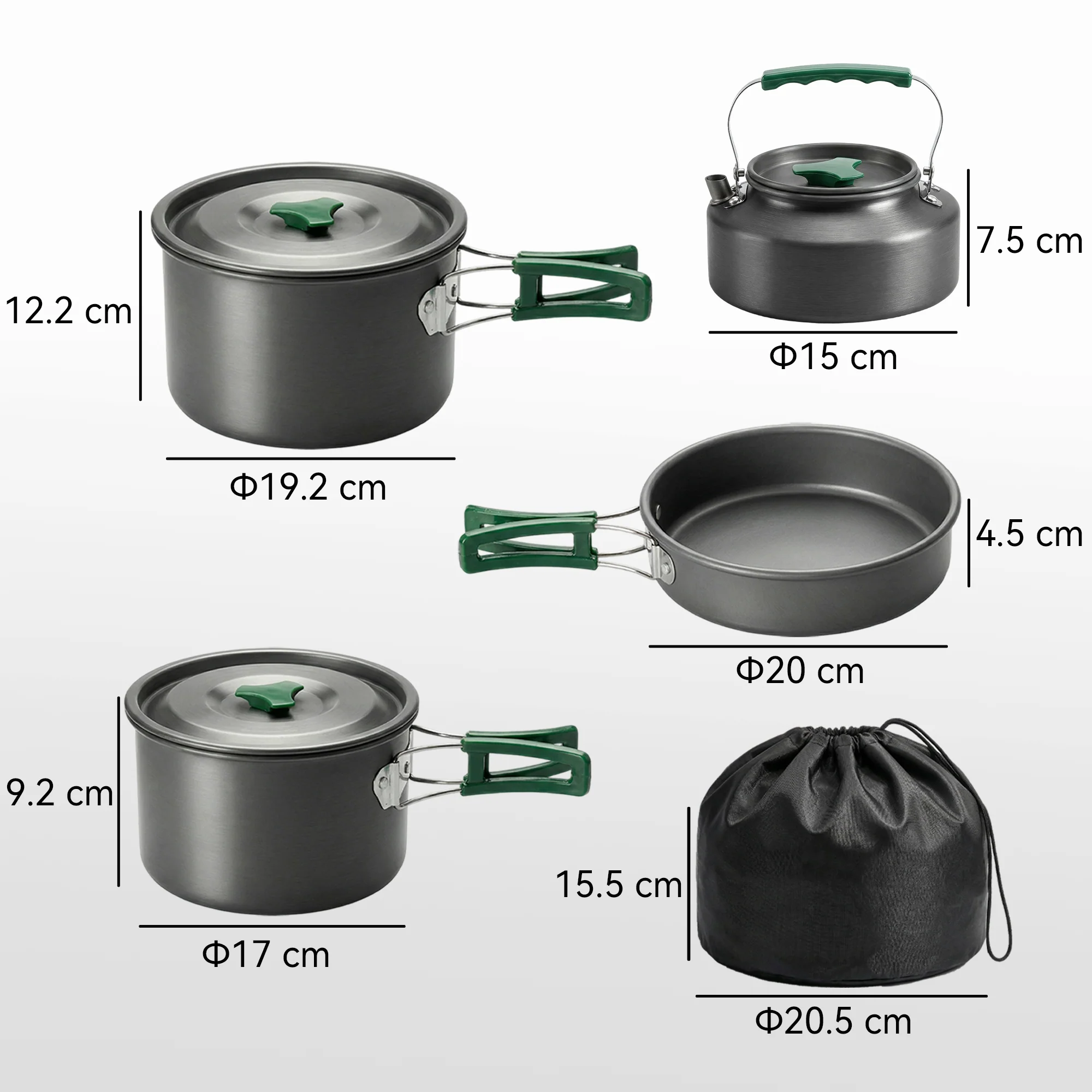 Outsunny Camping Cookware Set For 4-5 People, Aluminium Camping Cook, Grey - Image 5