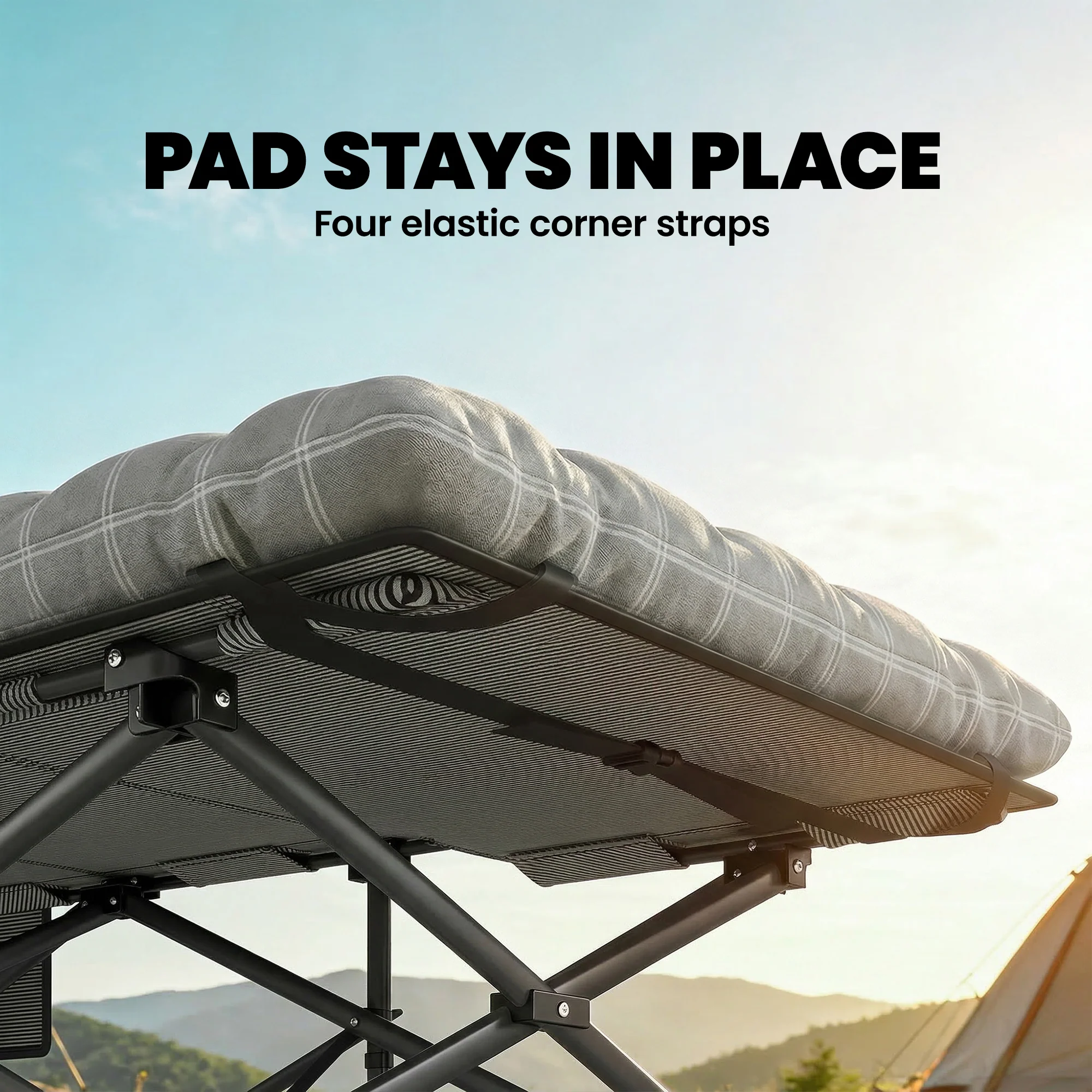 Outsunny Camping Cot Heavy Duty Folding Bed with Soft Pad Grey - Image 8