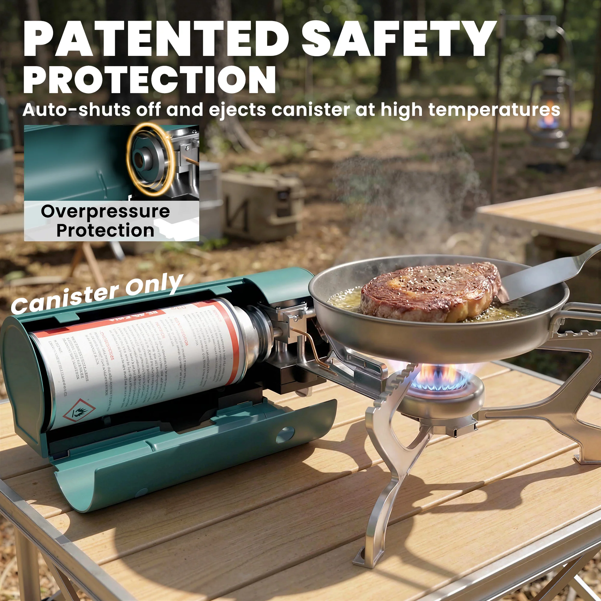 Outsunny Camping Stove With Safety Shut-Off, Piezo Ignition Gas Stove Green - Image 4