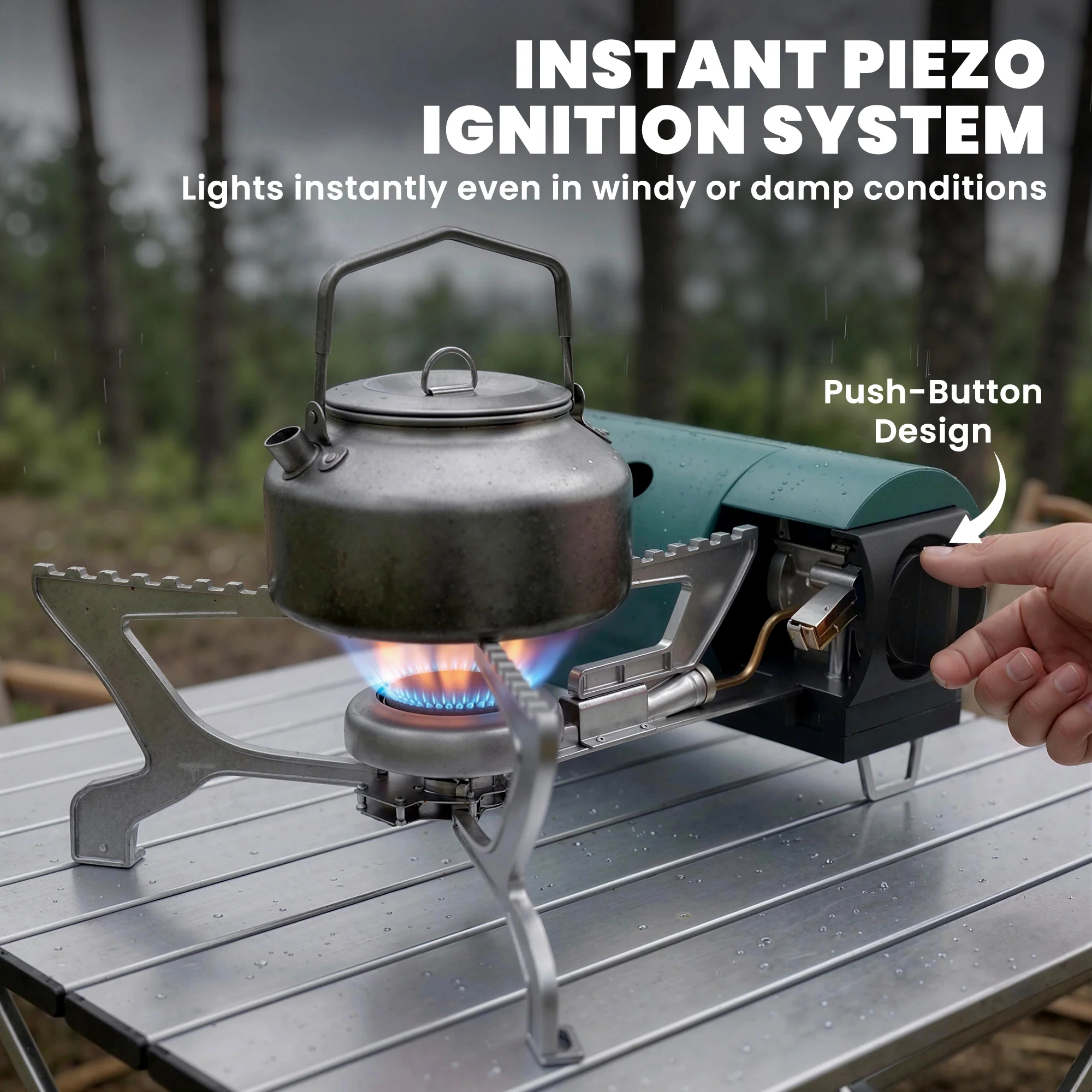 Outsunny Camping Stove With Safety Shut-Off, Piezo Ignition Gas Stove Green - Image 7