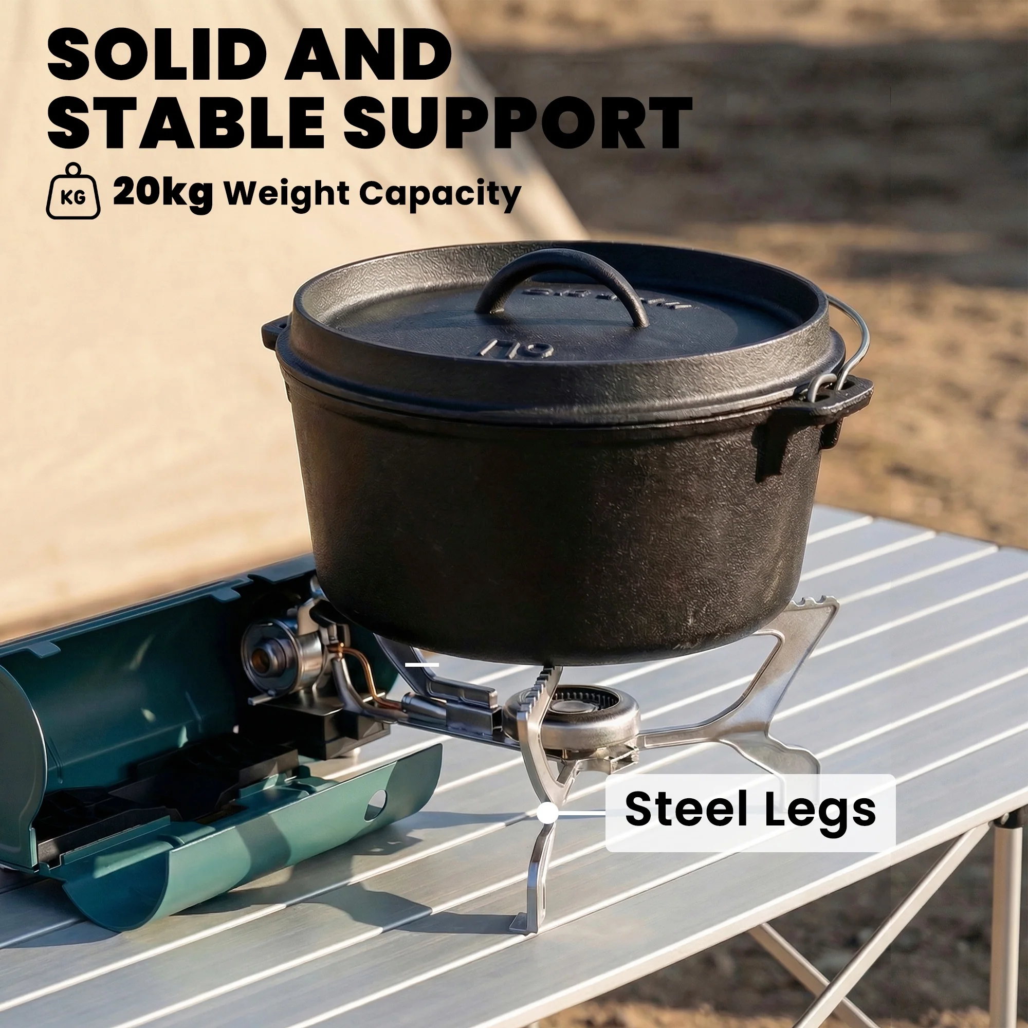 Outsunny Camping Stove With Safety Shut-Off, Piezo Ignition Gas Stove Green - Image 8