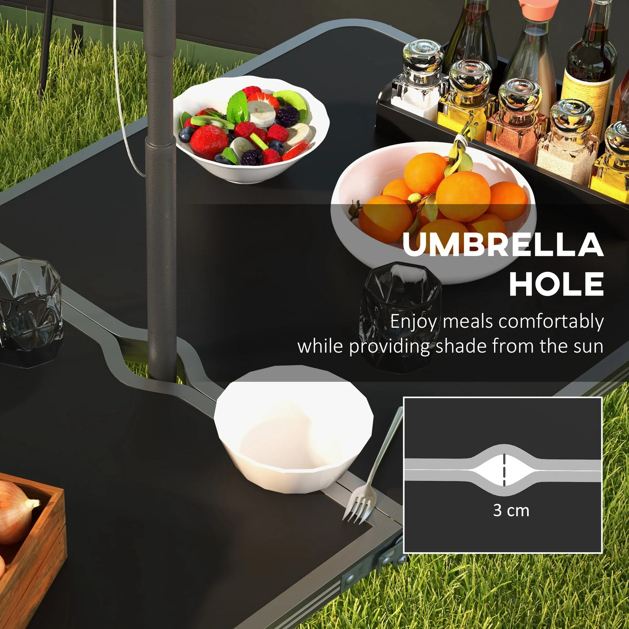 Outsunny Camping Table and Chairs Outdoor Indoor Use for BBQ Picnic Garden - Image 6