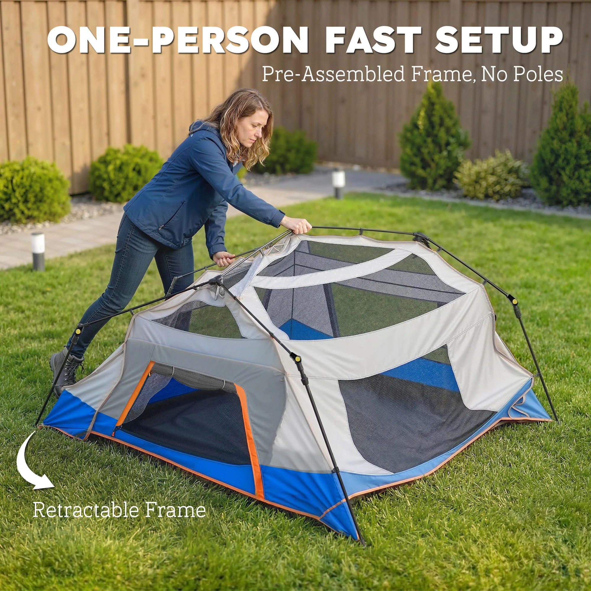Outsunny Camping Tent 3000mm Waterproof 4-6  Person Blue - Image 7