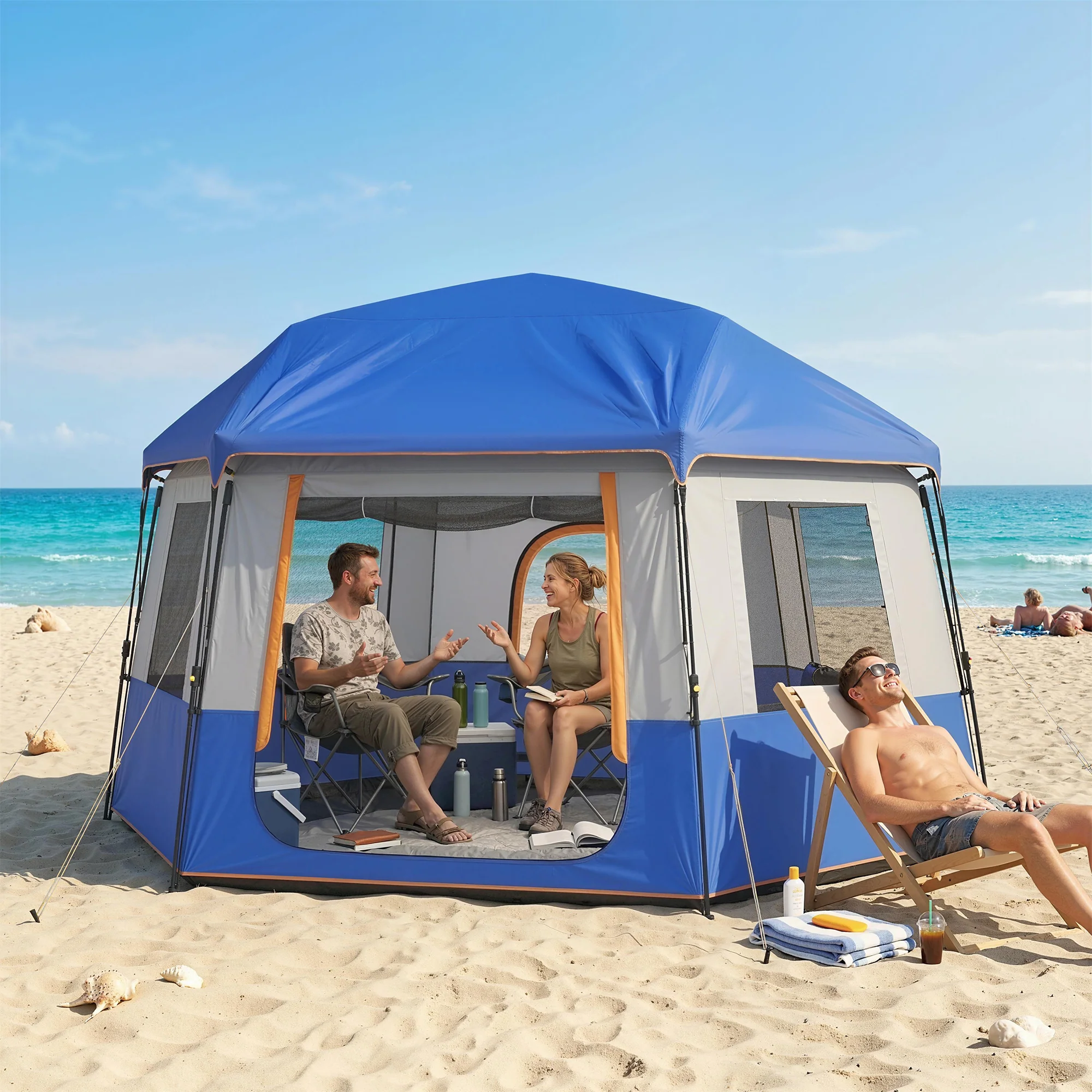 Outsunny Camping Tent 3000mm Waterproof 4-6  Person Blue - Image 9