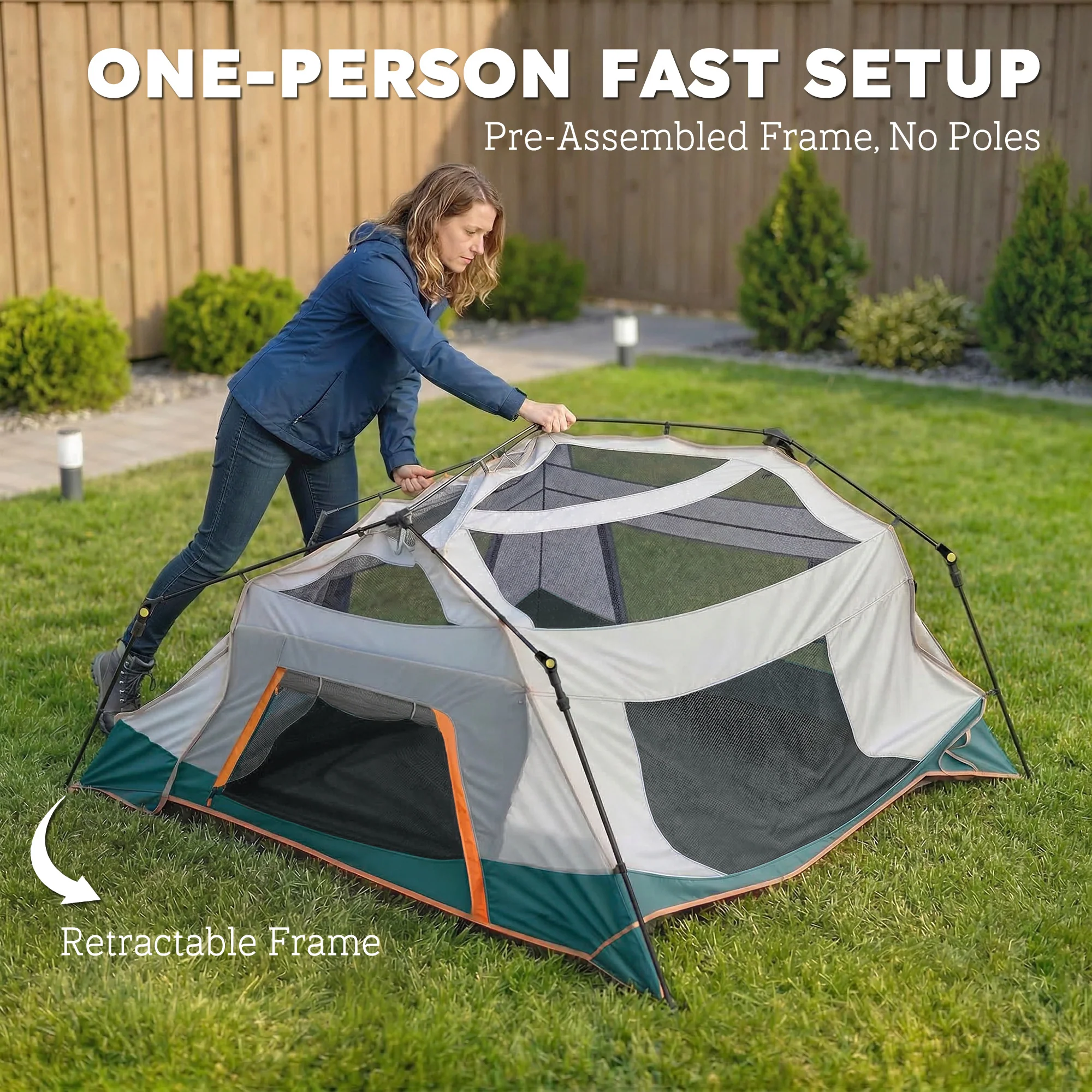 Outsunny Camping Tent 3000mm Waterproof 4-6 Person Green - Image 7