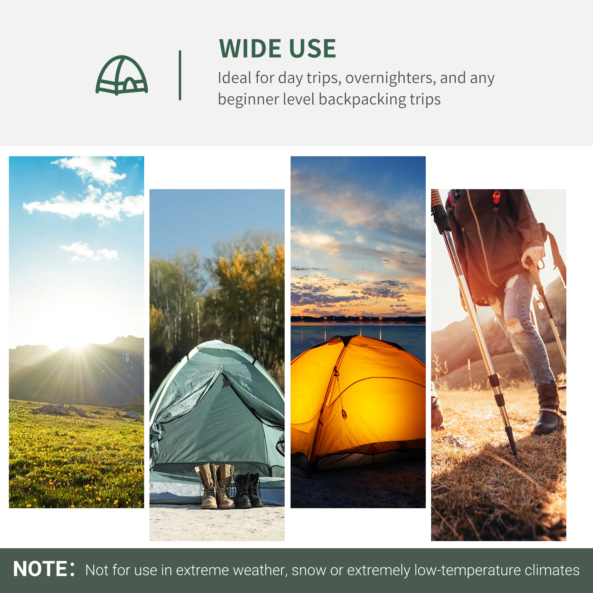 Outsunny Camping Tent for 2 Person Dome Tent w/ Storage Pocket Dark Green - Image 7