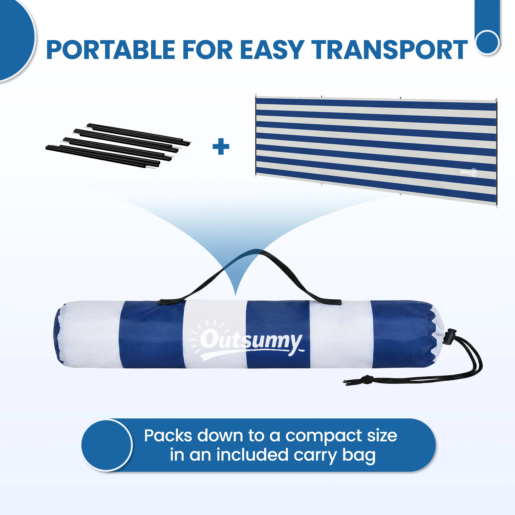 Outsunny Camping Windbreak Portable Wind Blocker Privacy Wall, 540cm x 150cm - Image 6