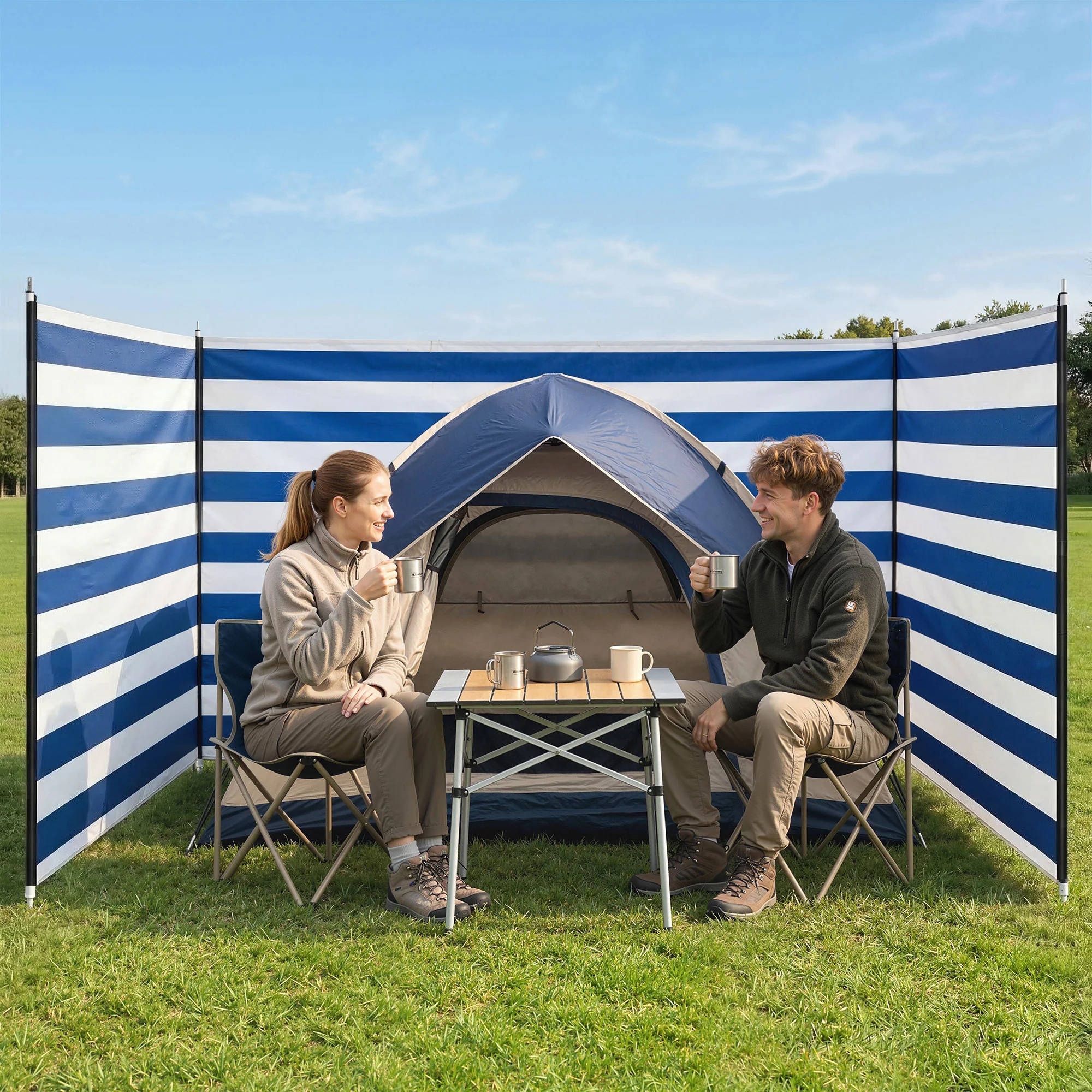 Outsunny Camping Windbreak Portable Wind Blocker Privacy Wall, 540cm x 150cm - Image 8
