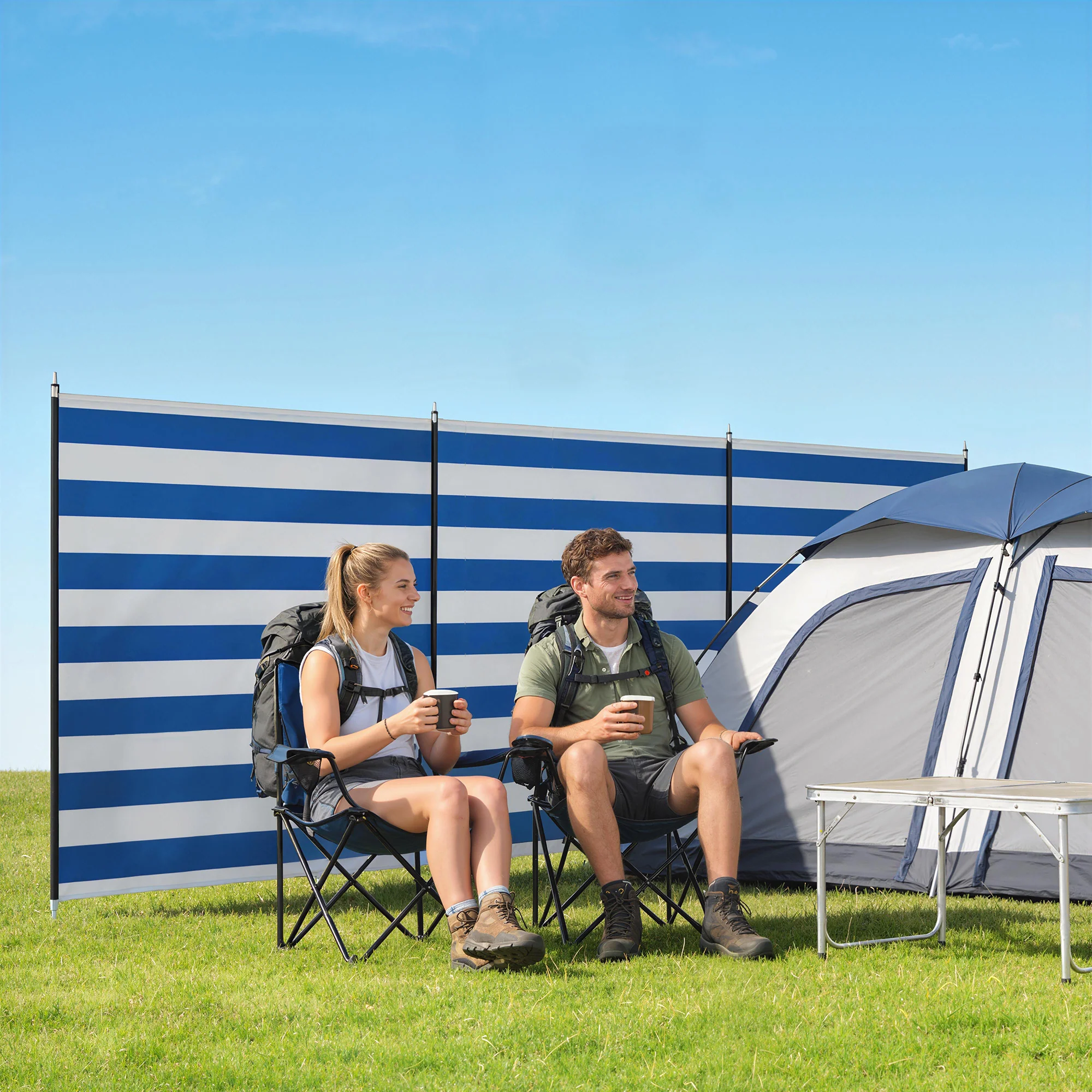Outsunny Camping Windbreak Portable Wind Blocker Privacy Wall, 540cm x 150cm - Image 9