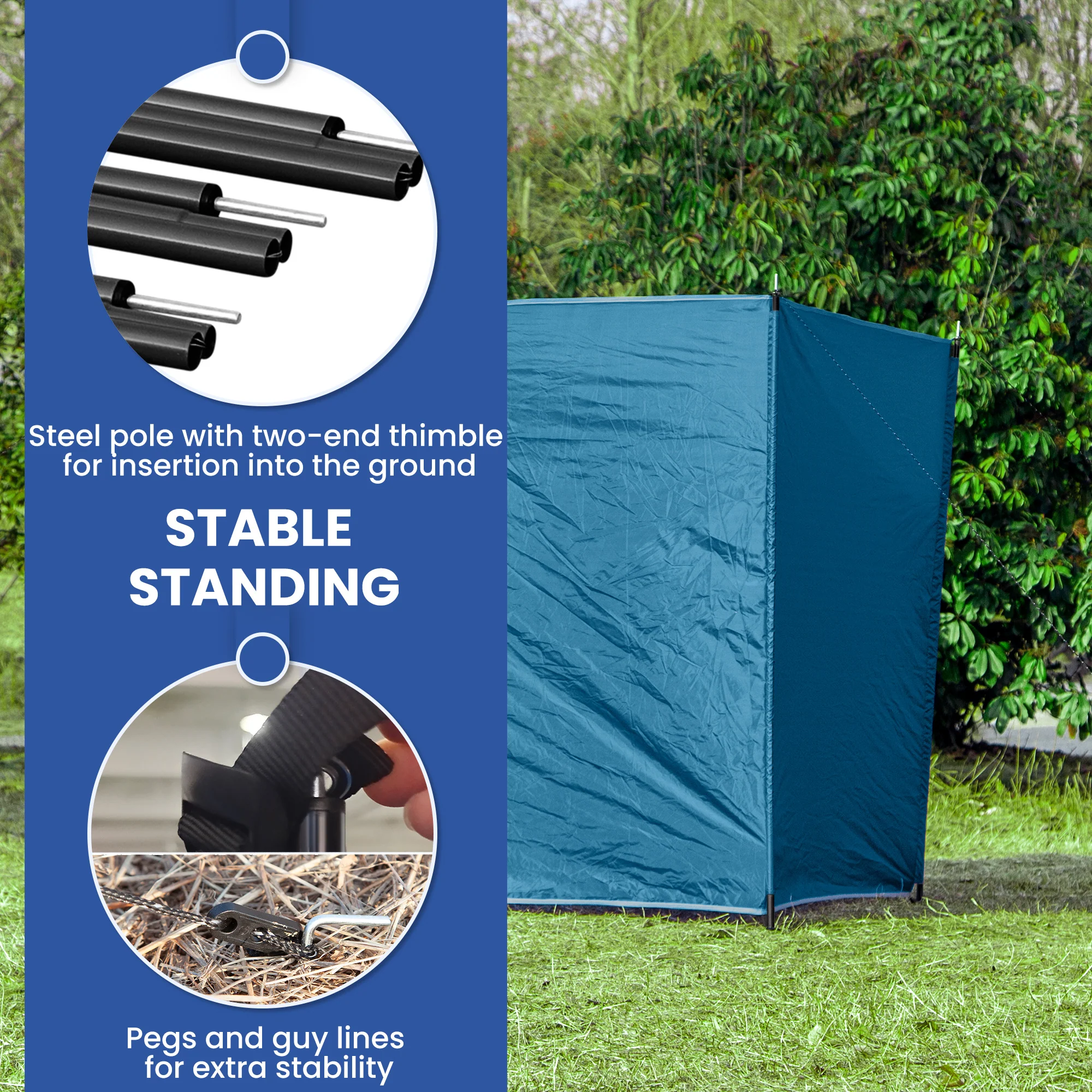 Outsunny Camping Windbreak Portable Wind Blocker Privacy Wall, 7.8m x 1.5m - Image 4