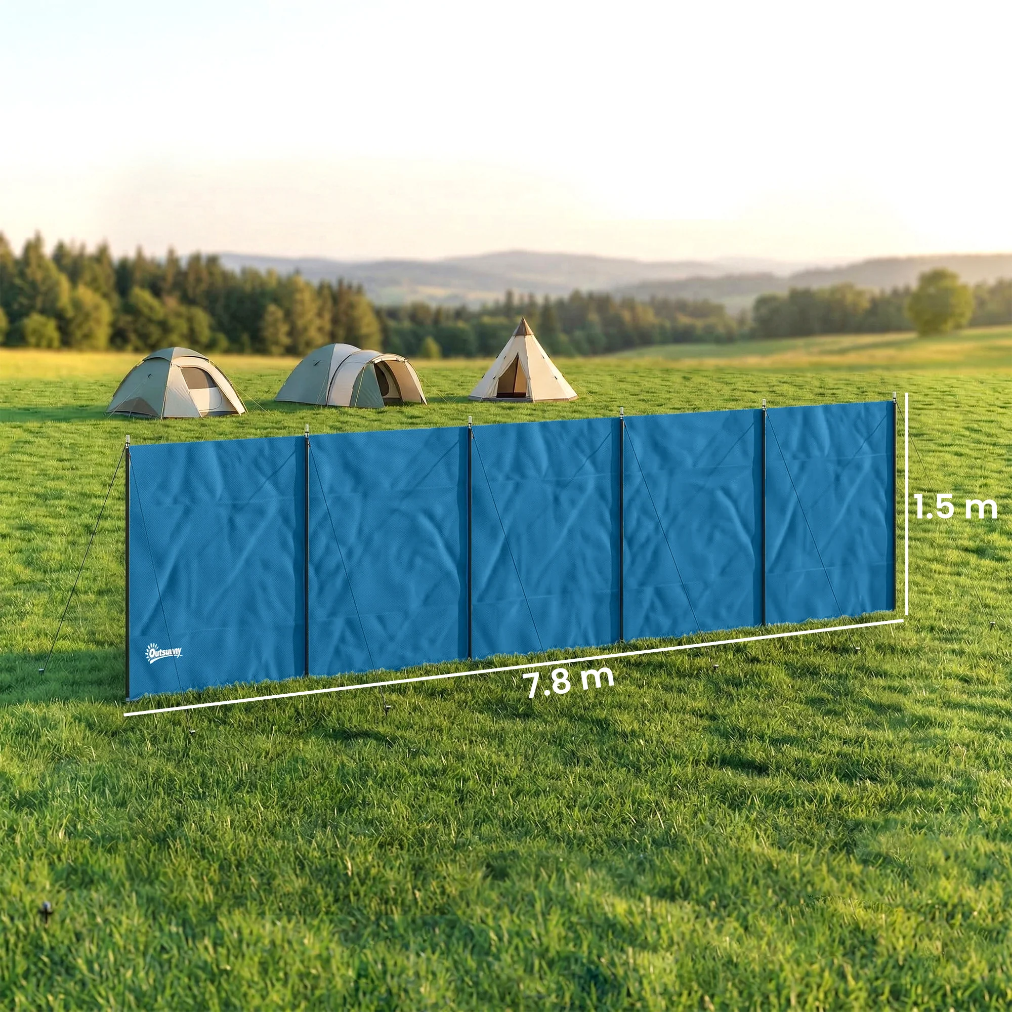 Outsunny Camping Windbreak Portable Wind Blocker Privacy Wall, 7.8m x 1.5m - Image 5