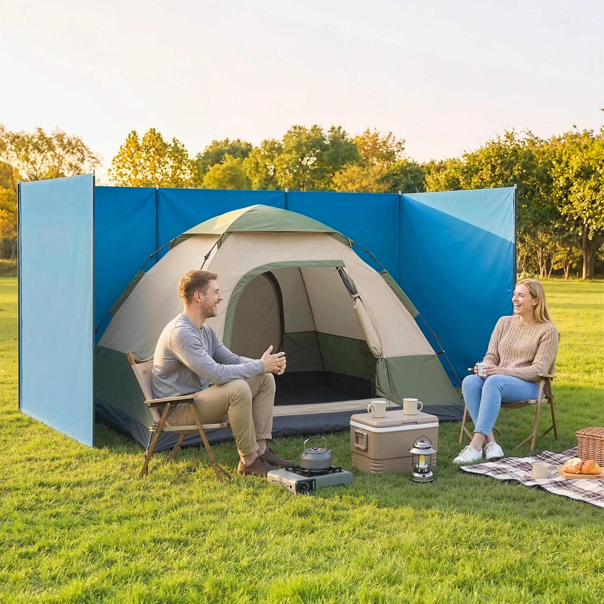 Outsunny Camping Windbreak Portable Wind Blocker Privacy Wall, 7.8m x 1.5m - Image 7