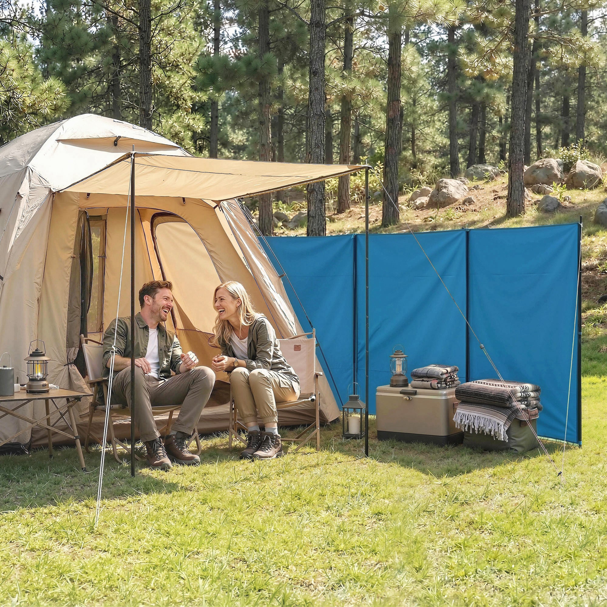 Outsunny Camping Windbreak Portable Wind Blocker Privacy Wall, 7.8m x 1.5m - Image 9