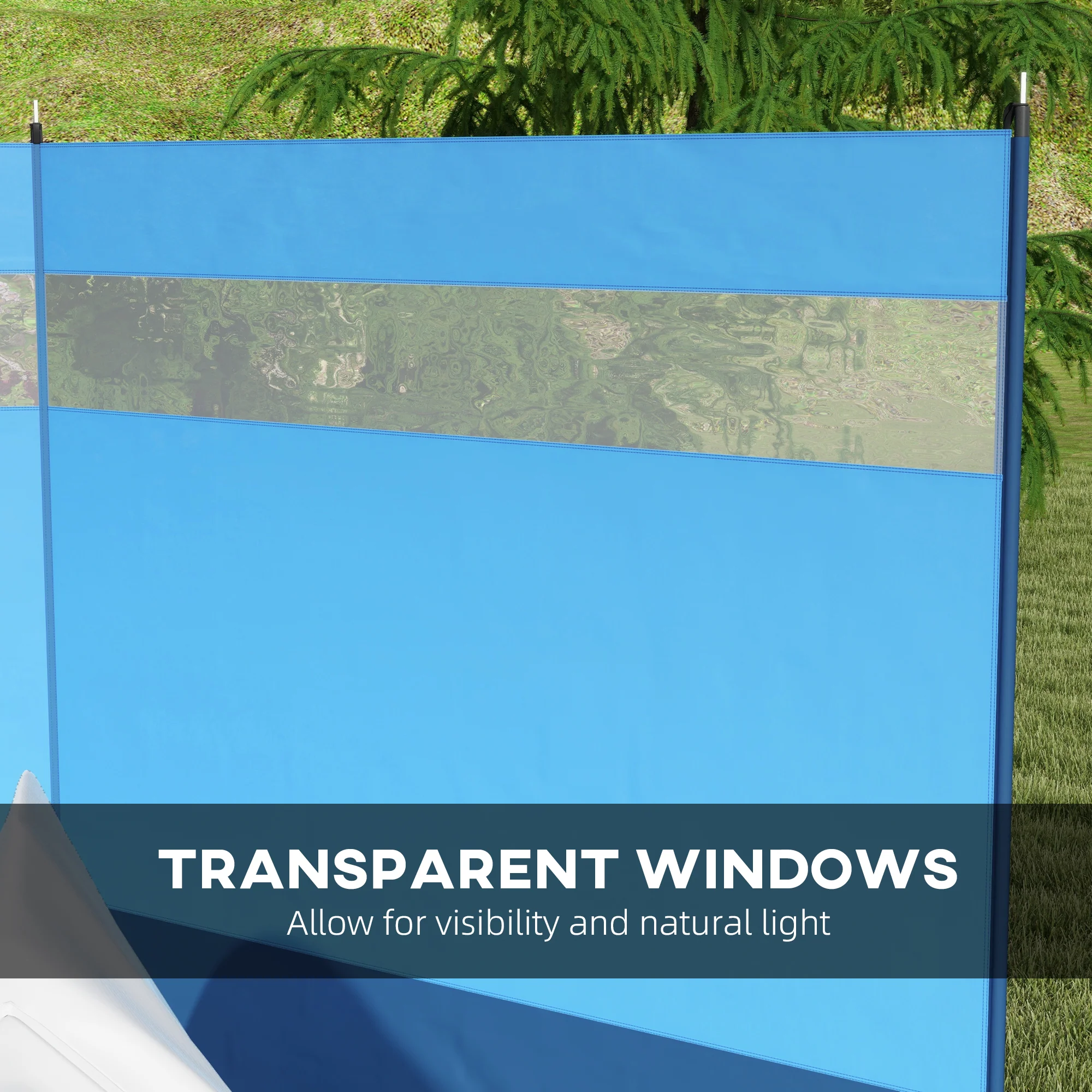 Outsunny Camping Windbreaks with Clear Windows and Carry Bag, 440 x 140cm - Image 6