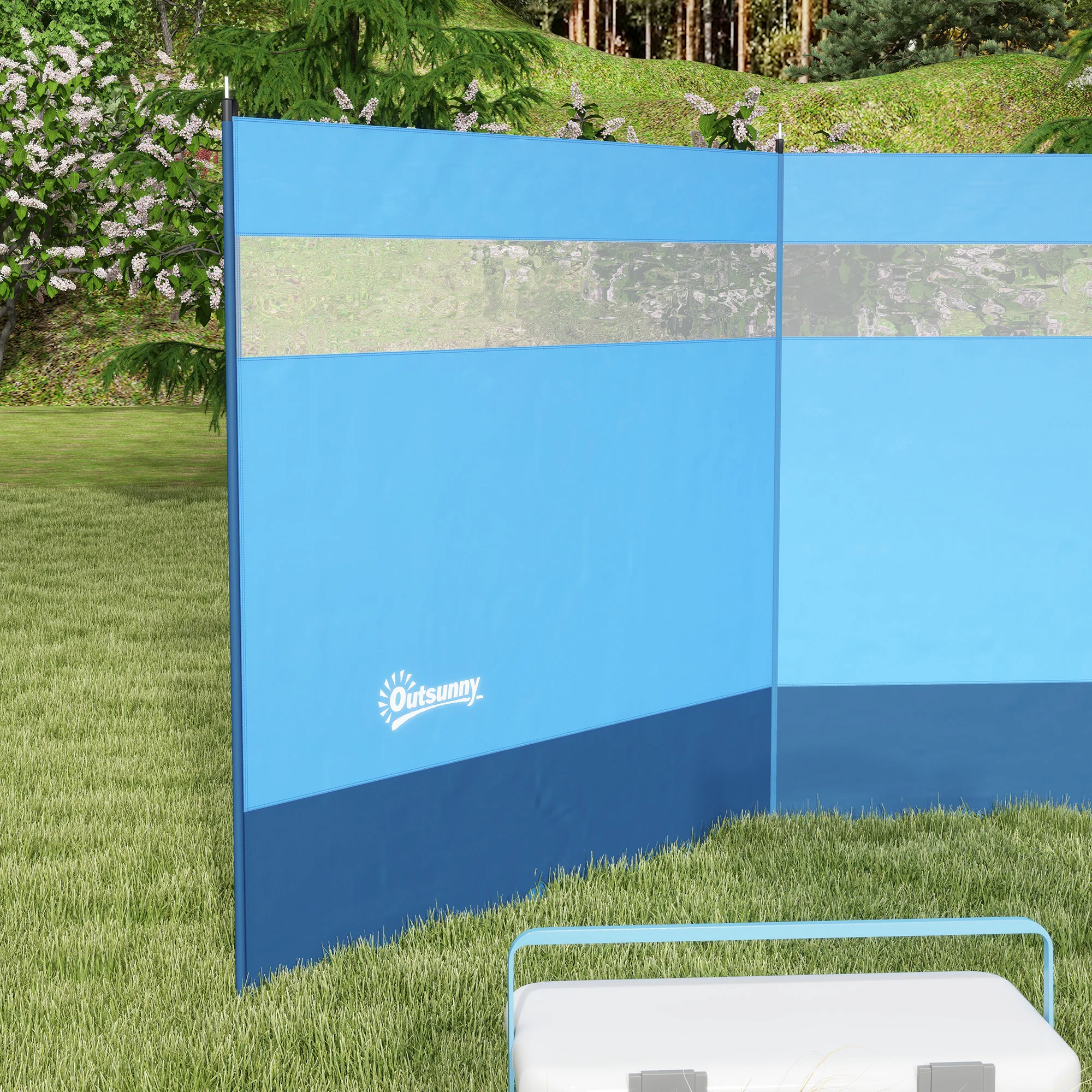 Outsunny Camping Windbreaks with Clear Windows and Carry Bag, 440 x 140cm - Image 8
