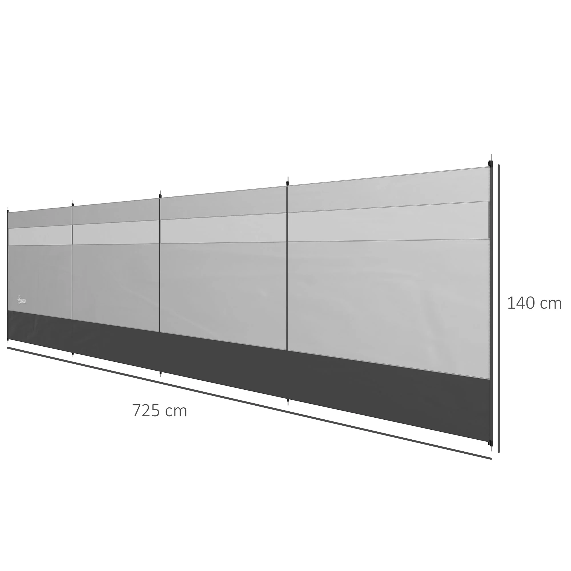 Outsunny Camping Windbreaks with Clear Windows and Carry Bag, 725 x 140cm - Image 14