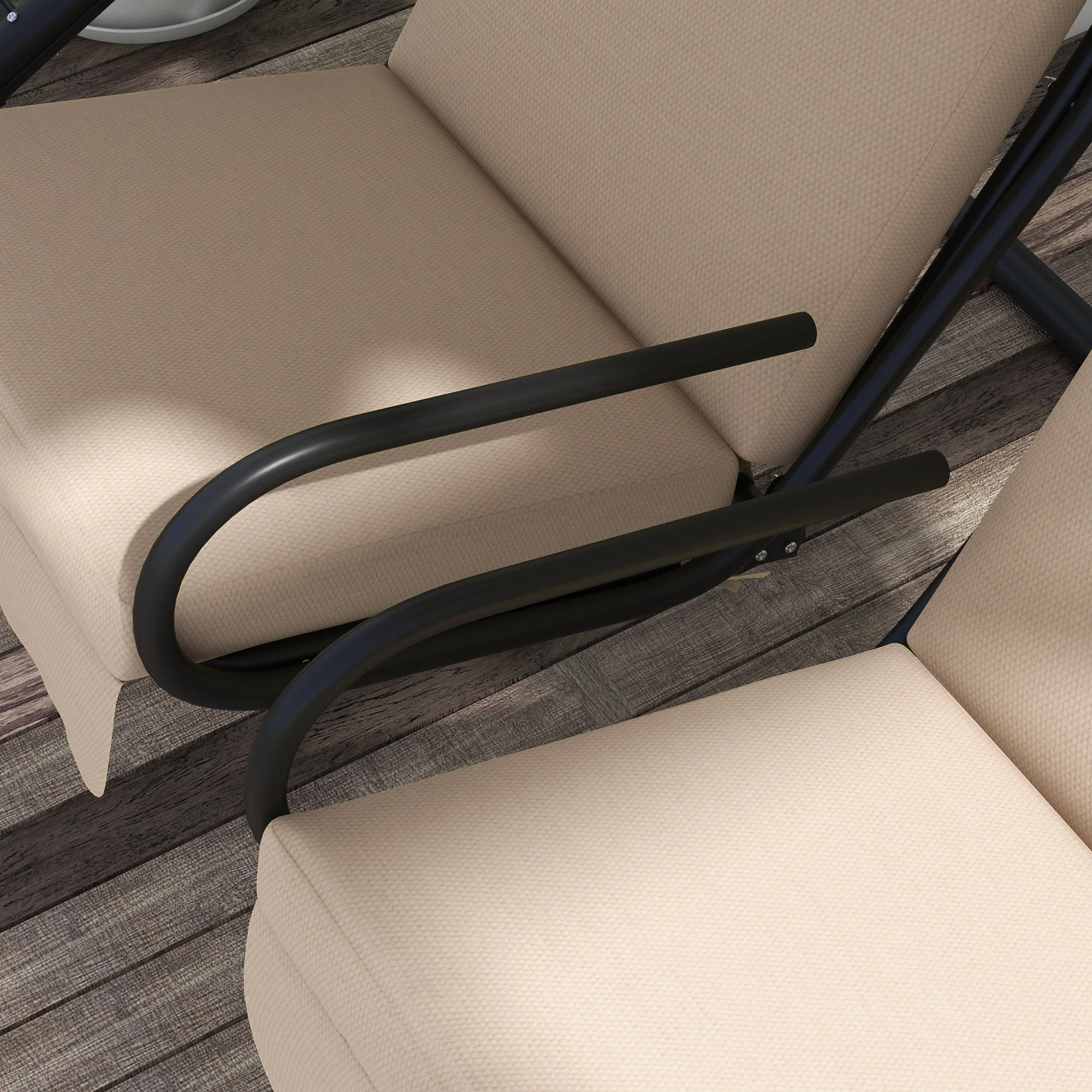 Outsunny Canopy Swing 2 Separate Relax Chairs w/ Handrails, Cup Holders Beige - Image 9
