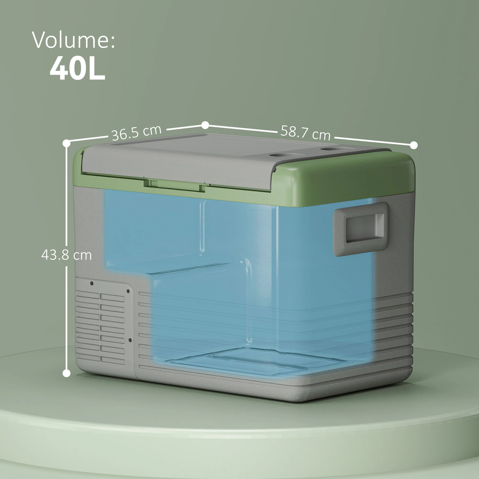 Outsunny Car Refrigerator 12V Portable Freezer For Camping, Light Green - Image 14