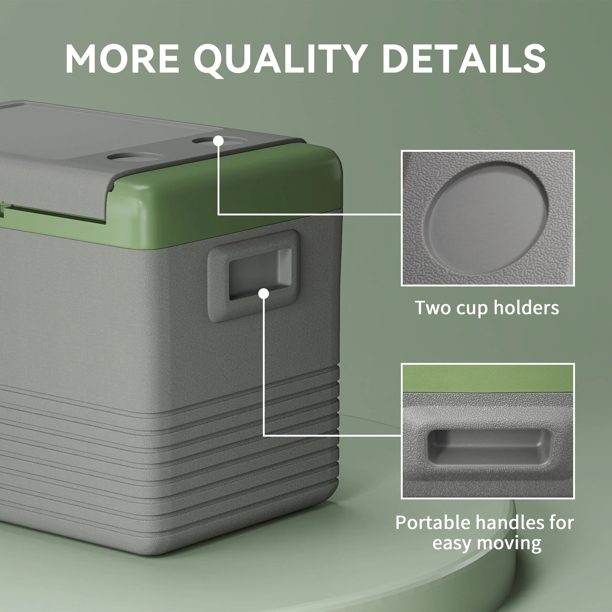 Outsunny Car Refrigerator 12V Portable Freezer For Camping, Light Green - Image 16