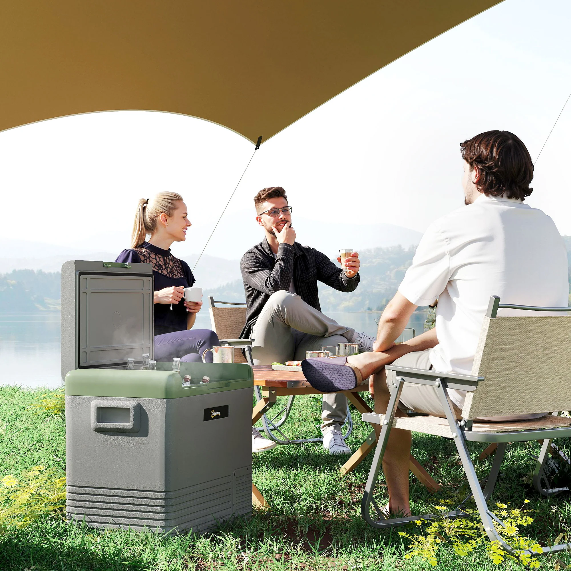 Outsunny Car Refrigerator 12V Portable Freezer For Camping, Light Green - Image 20
