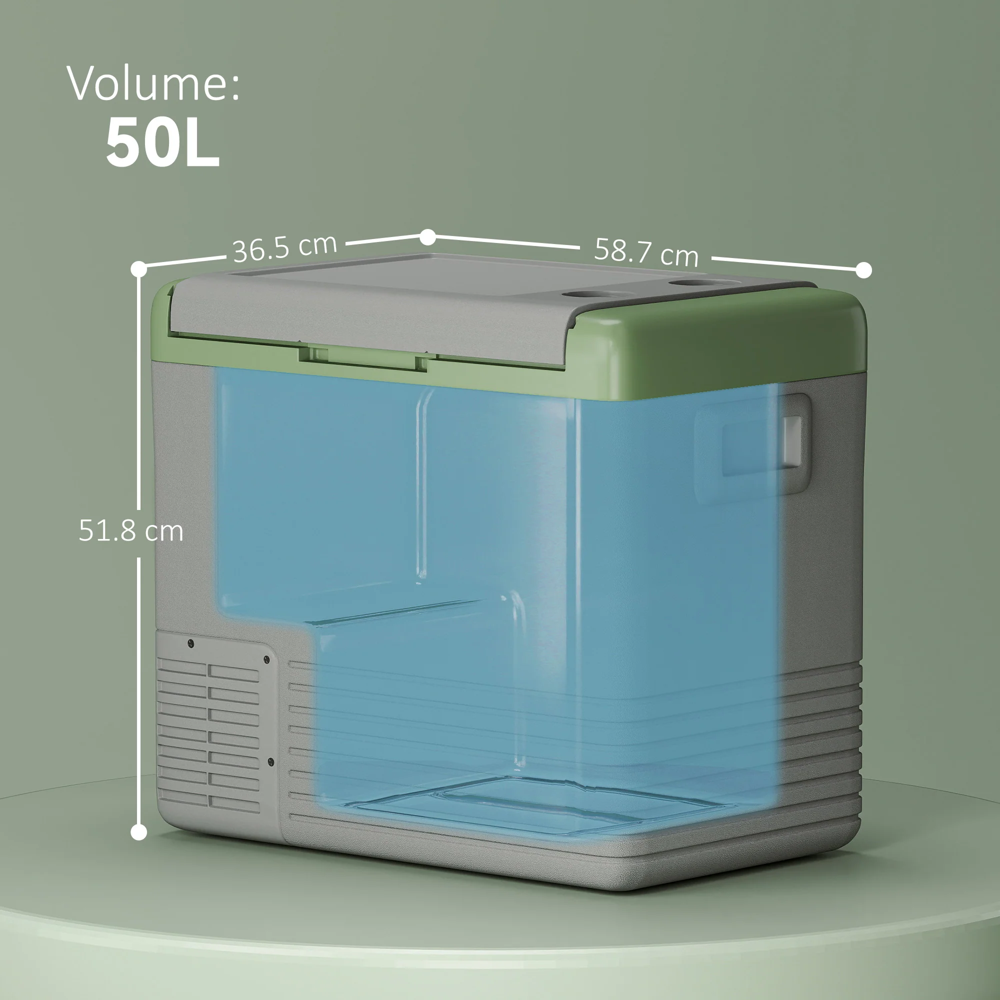 Outsunny Car Refrigerator 12V Portable Freezer For Camping, Light Green - Image 23