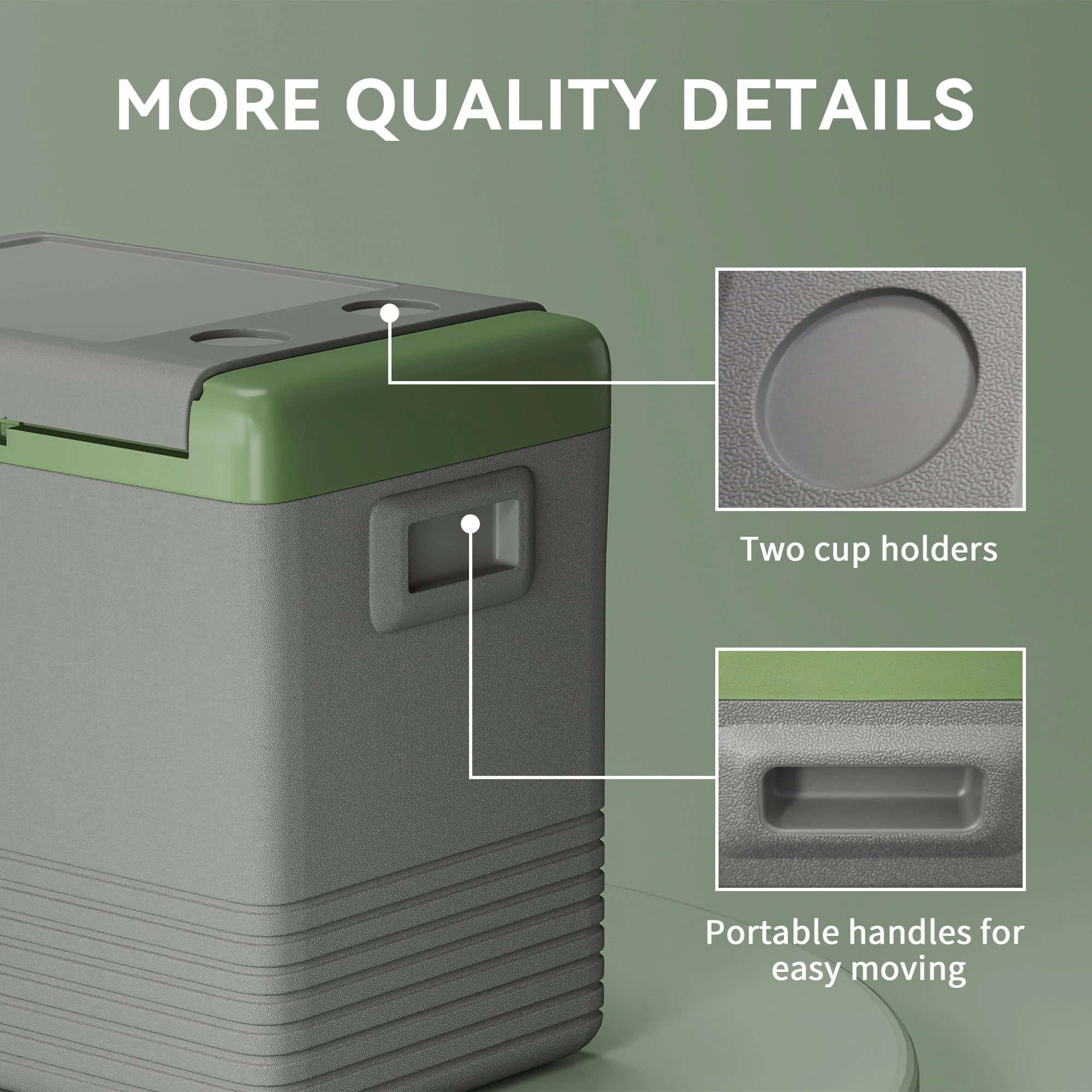 Outsunny Car Refrigerator 12V Portable Freezer For Camping, Light Green - Image 25