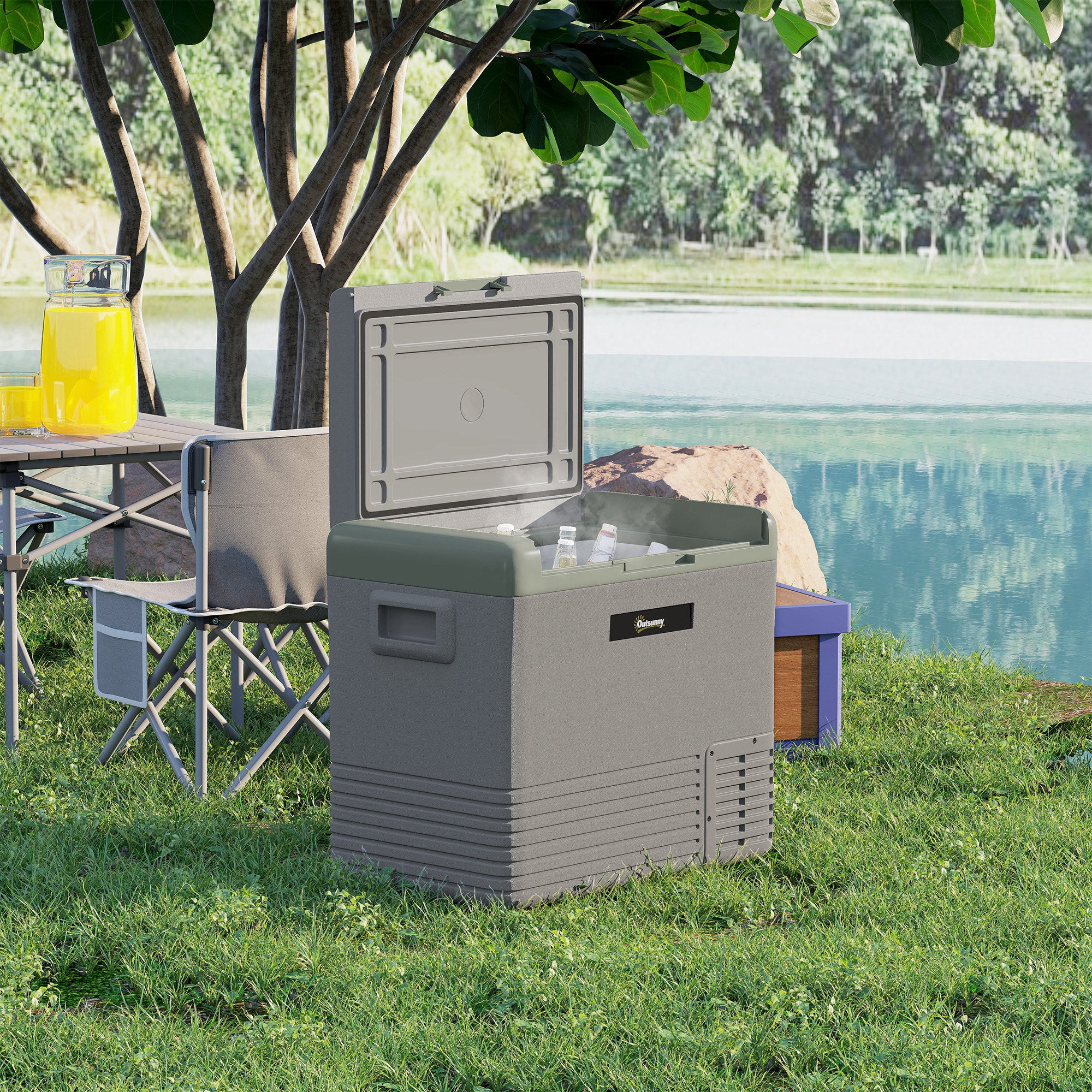 Outsunny Car Refrigerator 12V Portable Freezer For Camping, Light Green - Image 26