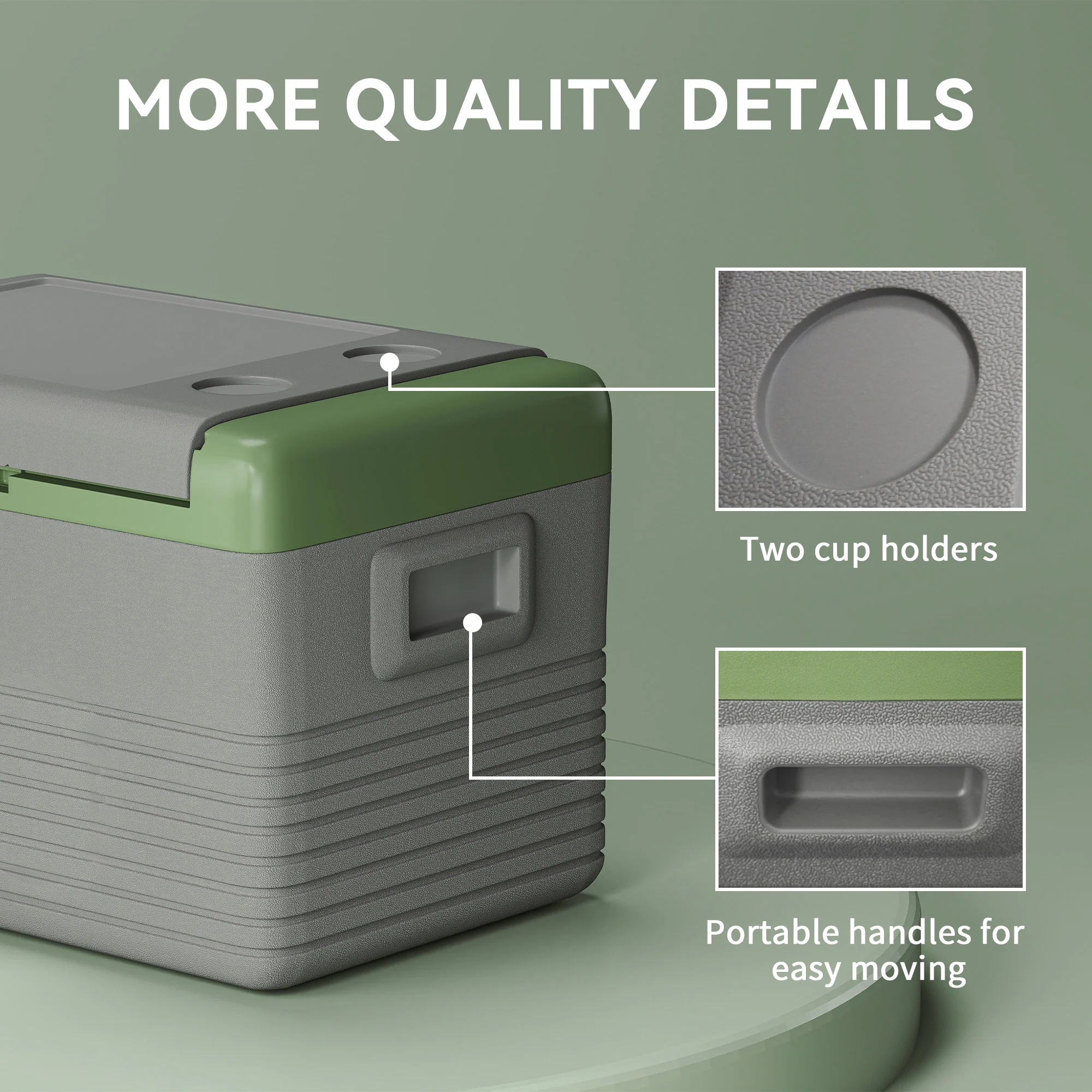 Outsunny Car Refrigerator 12V Portable Freezer For Camping, Light Green - Image 7
